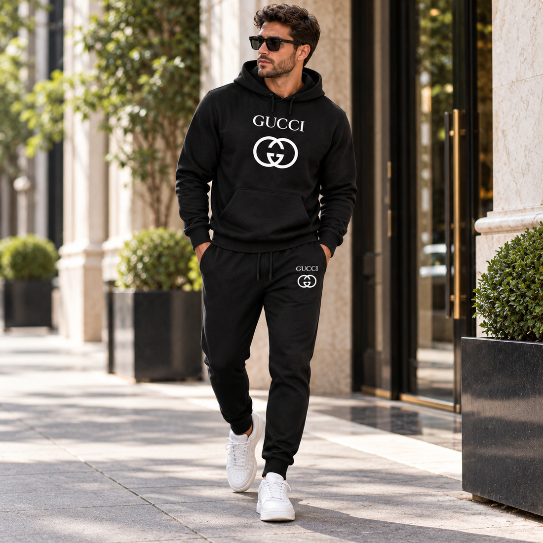 Men's Gucci Hoodie Joggers Set | Color: Black | Image 3