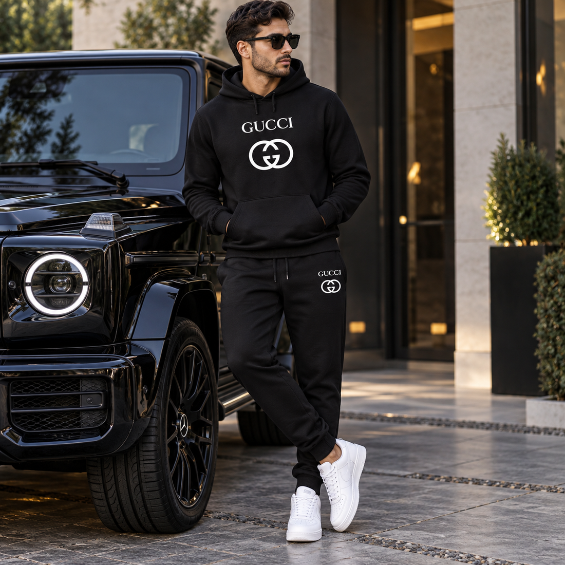 Men's Gucci Hoodie Joggers Set | Color: Black | Image 4