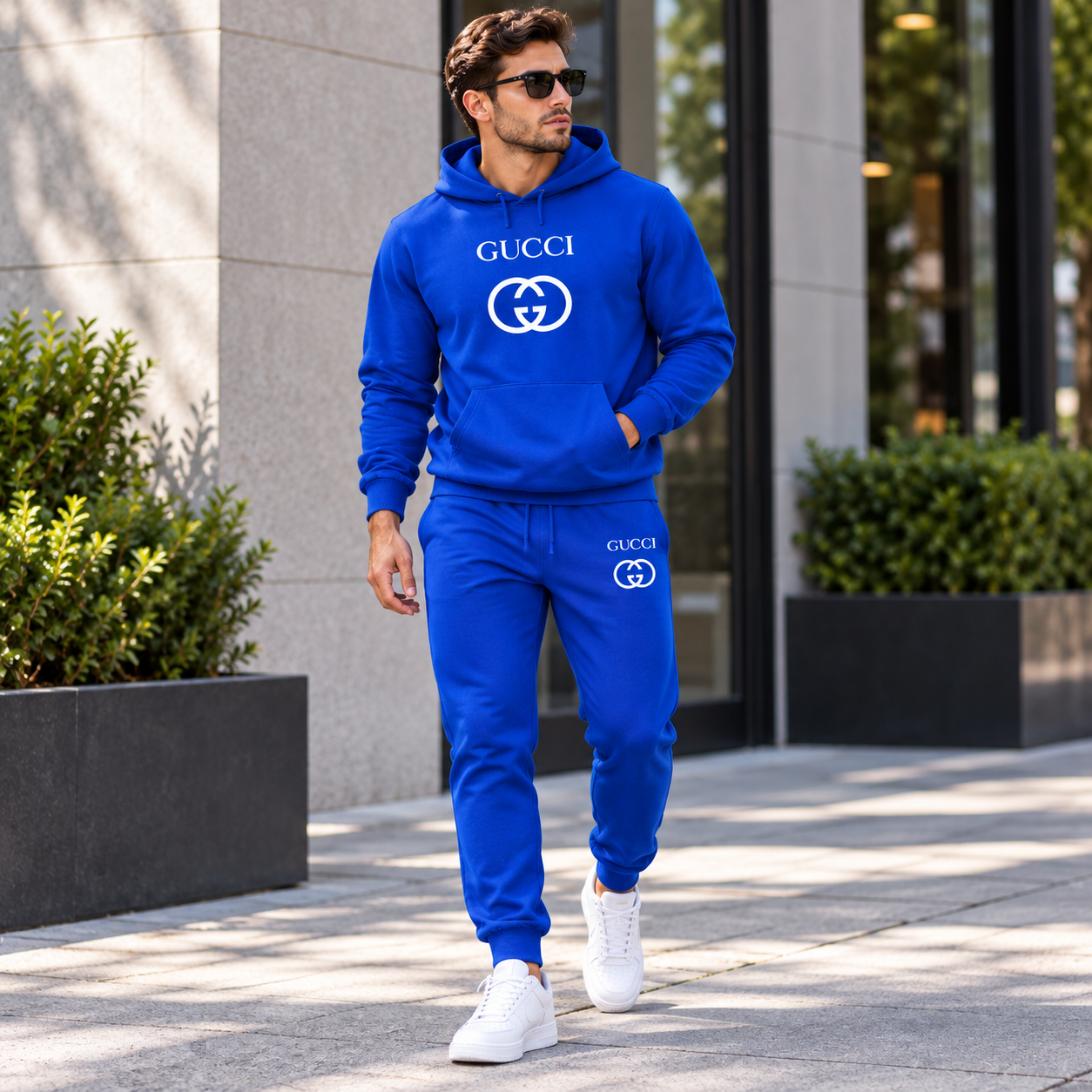 Men's Gucci Hoodie Joggers Set | Color: Blue | Image 3