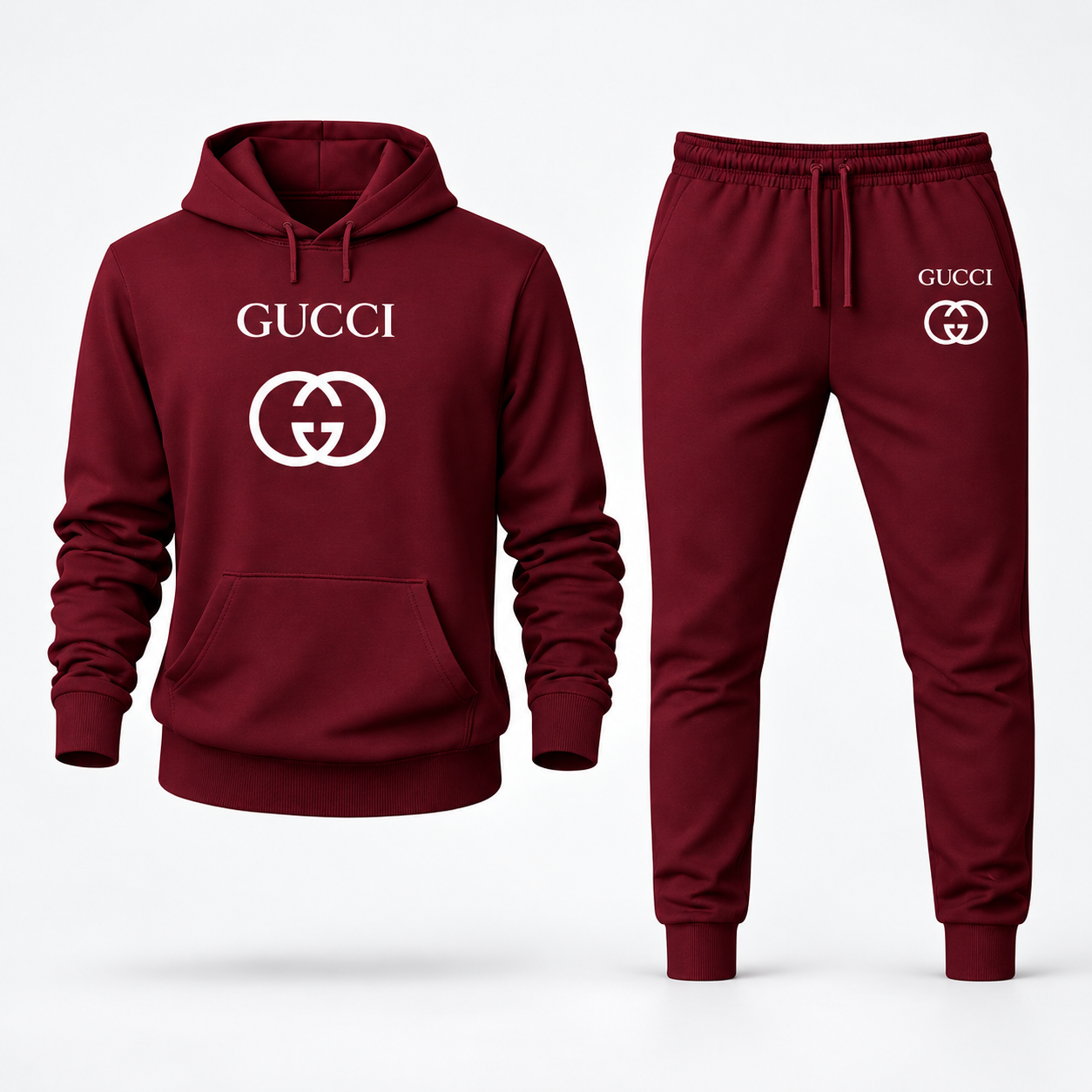 Men's Gucci Hoodie Joggers Set | Color: Burgundy | Image 1