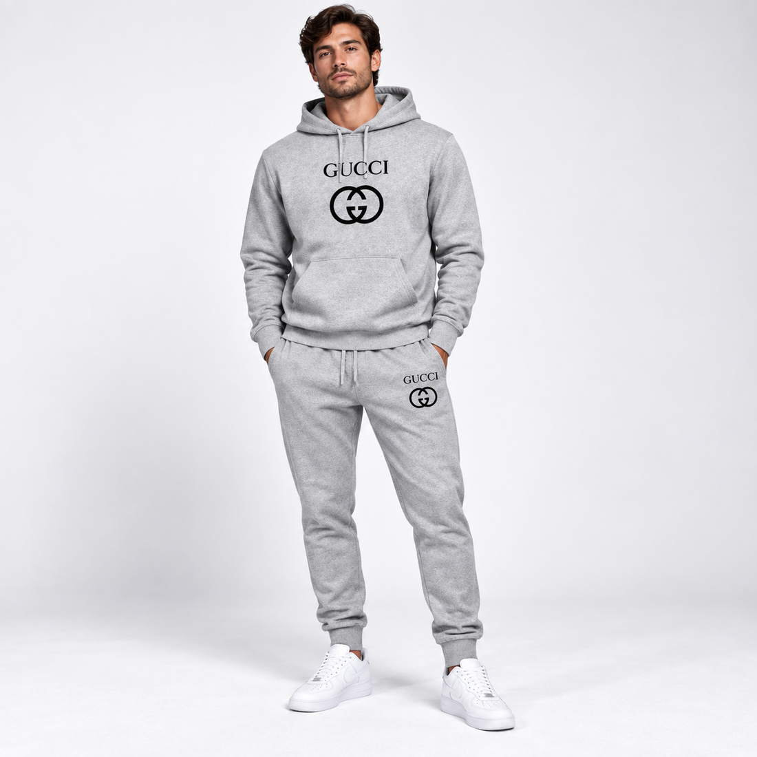 Men's Gucci Hoodie Joggers Set | Color: Grey | Image 2