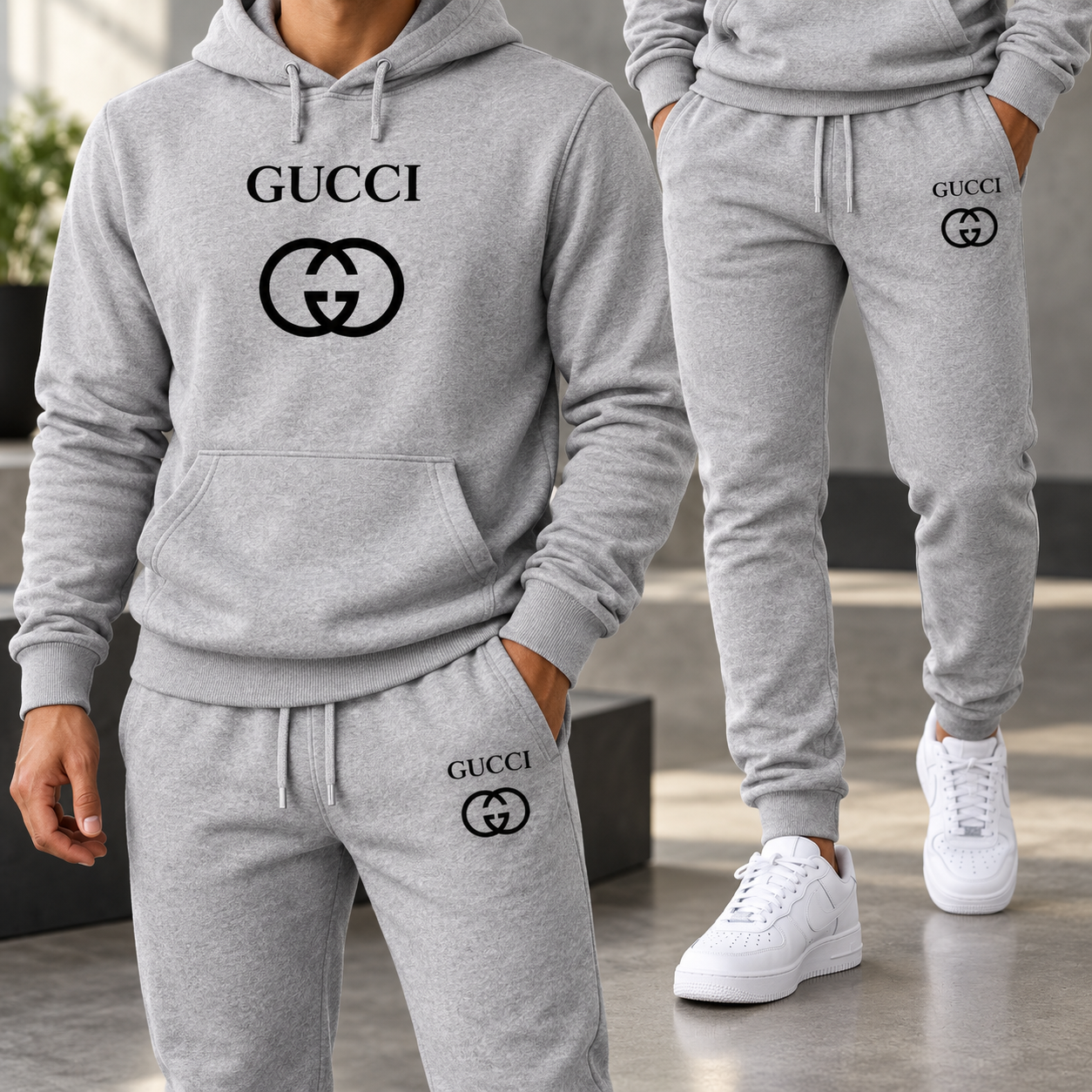Men's Gucci Hoodie Joggers Set | Color: Grey | Image 5