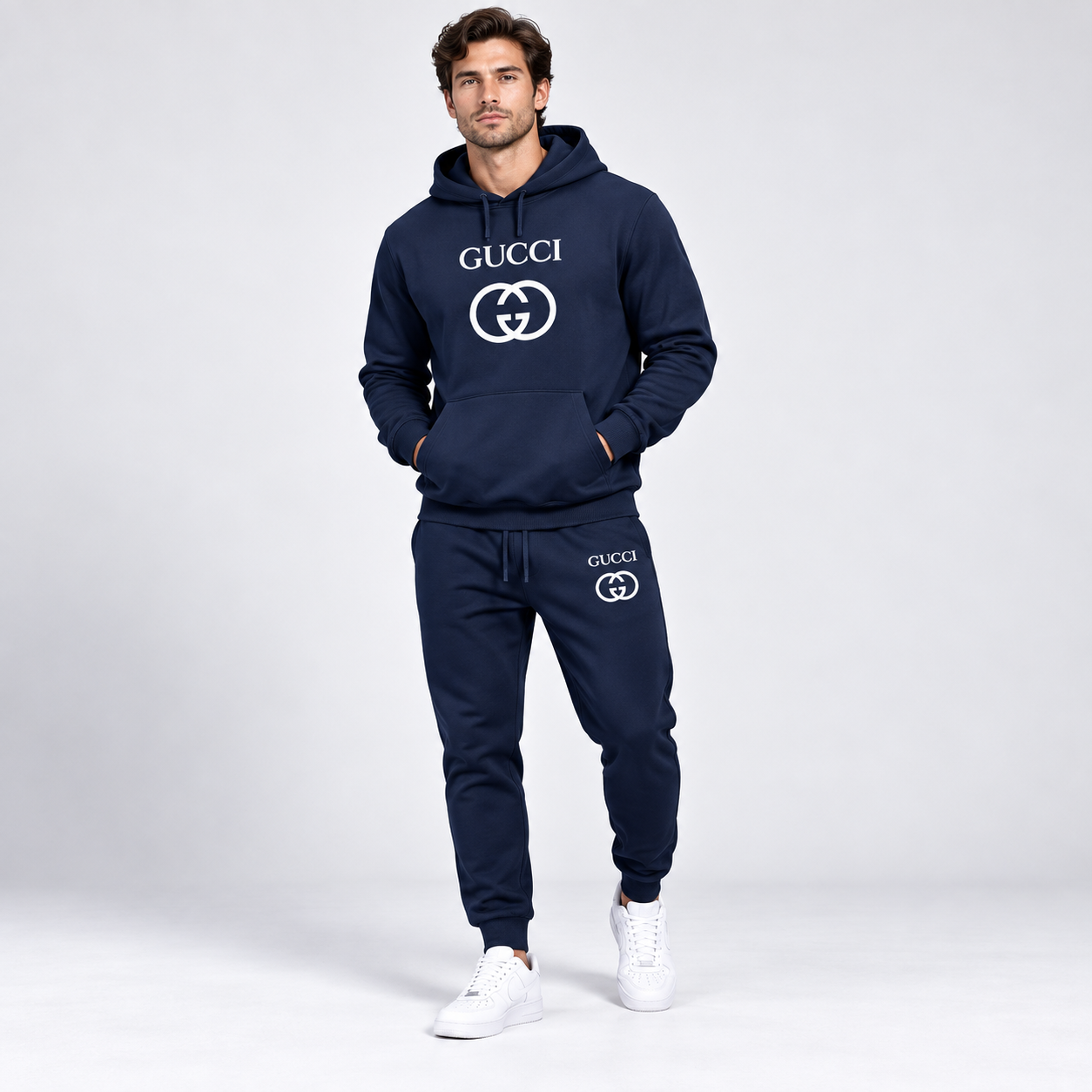 Men's Gucci Hoodie Joggers Set | Color: Navy | Image 2
