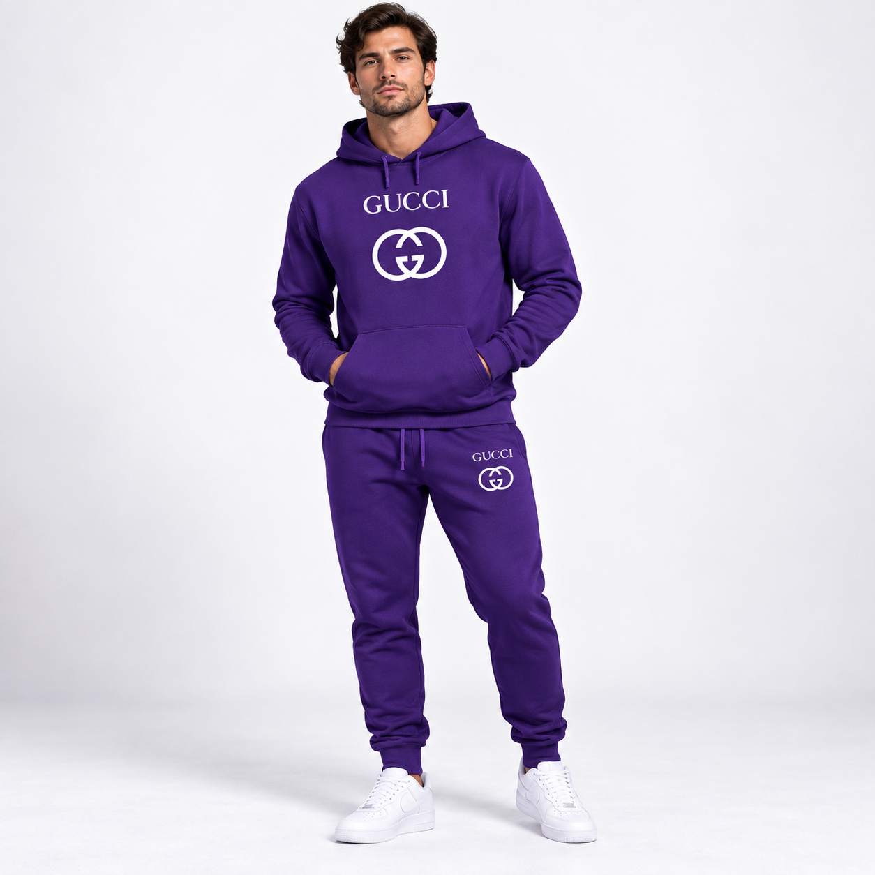 Men's Gucci Hoodie Joggers Set | Color: Purple | Image 2