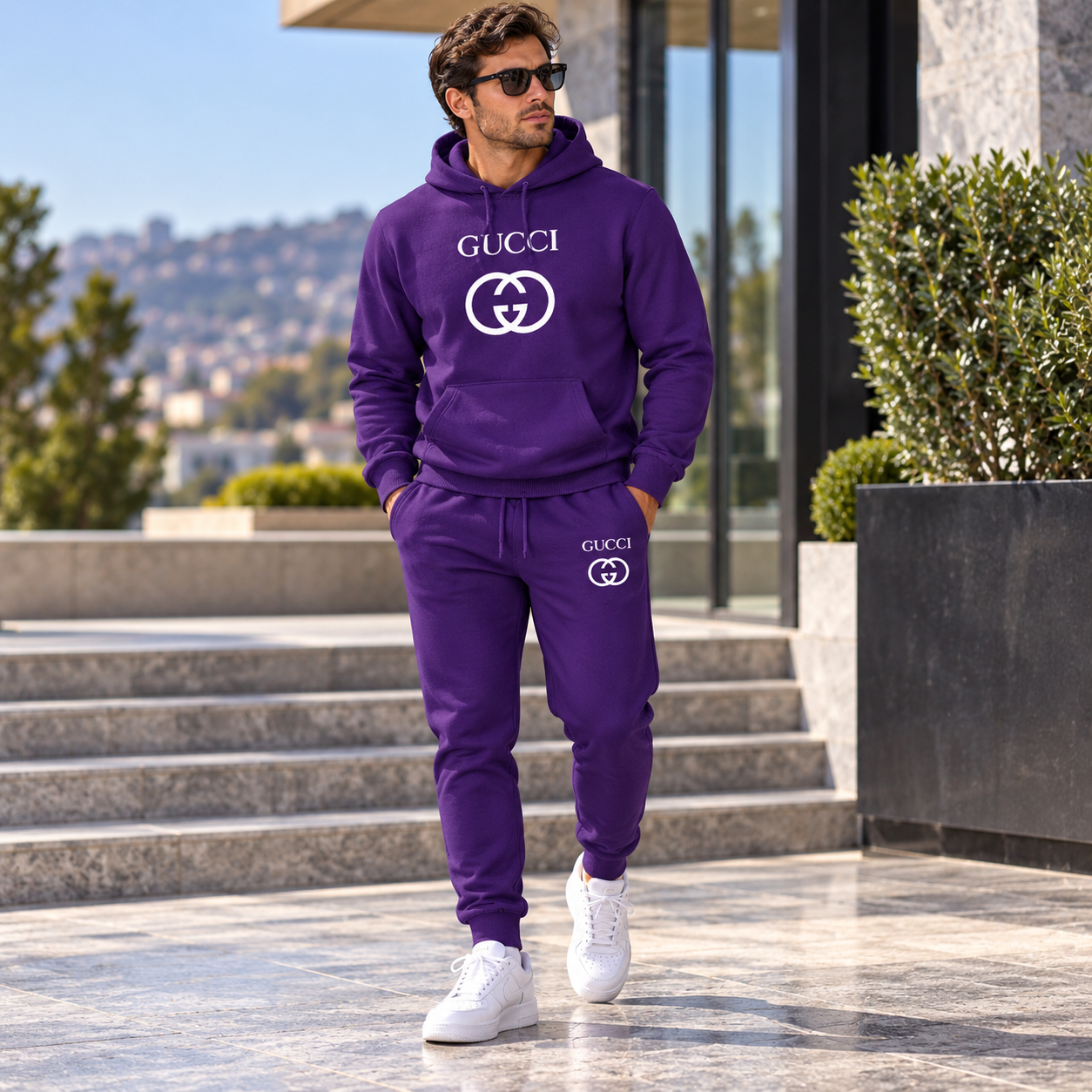 Men's Gucci Hoodie Joggers Set | Color: Purple | Image 3