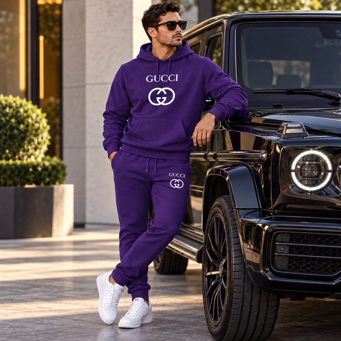 Men's Gucci Hoodie Joggers Set | Color: Purple | Image 4