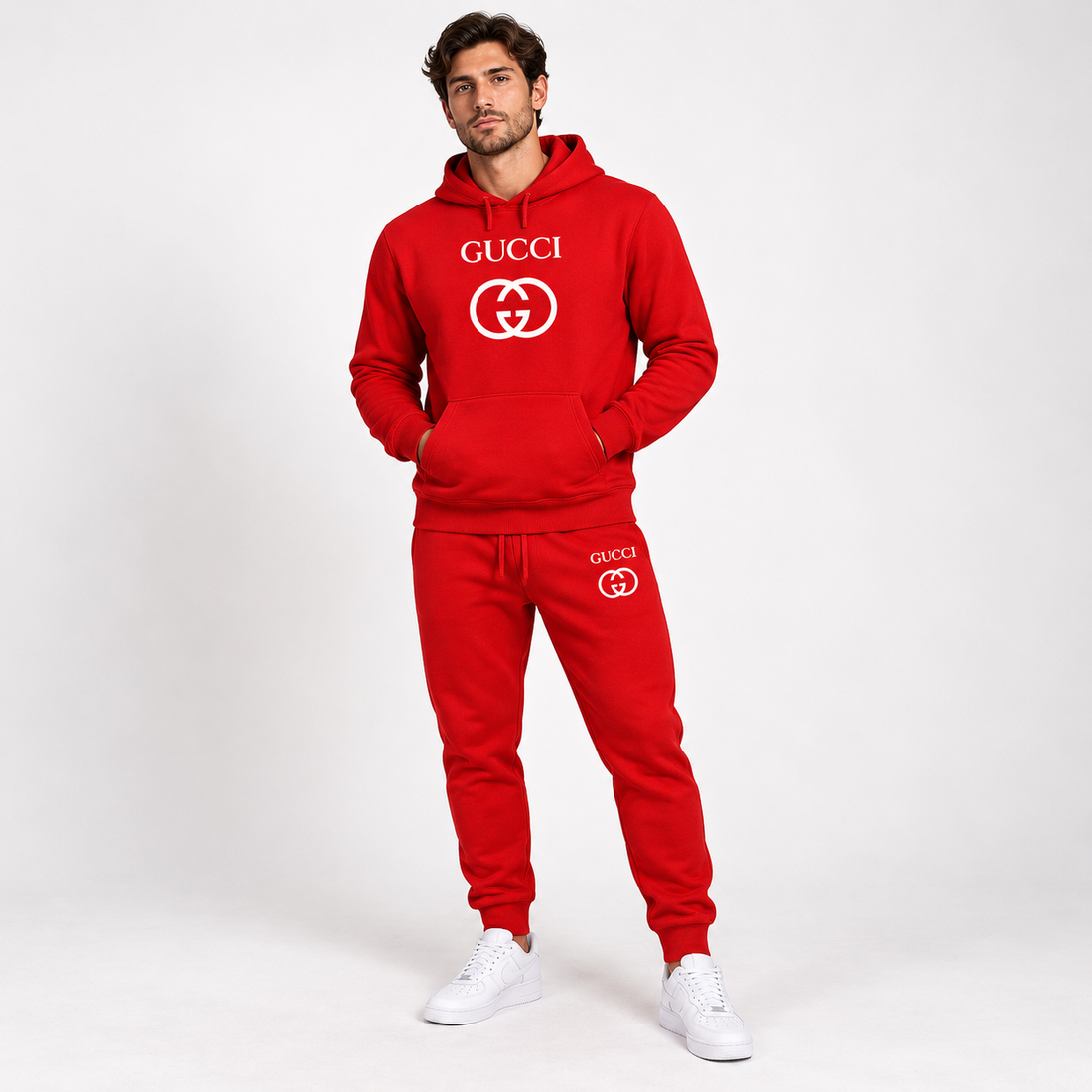 Men's Gucci Hoodie Joggers Set | Color: Red | Image 2