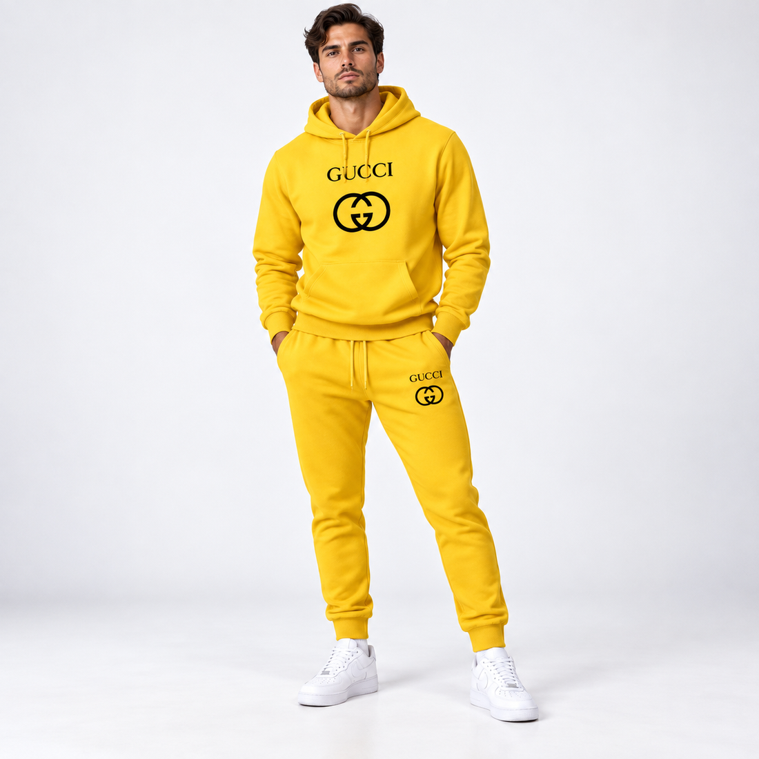 Men's Gucci Hoodie Joggers Set | Color: Yellow | Image 2