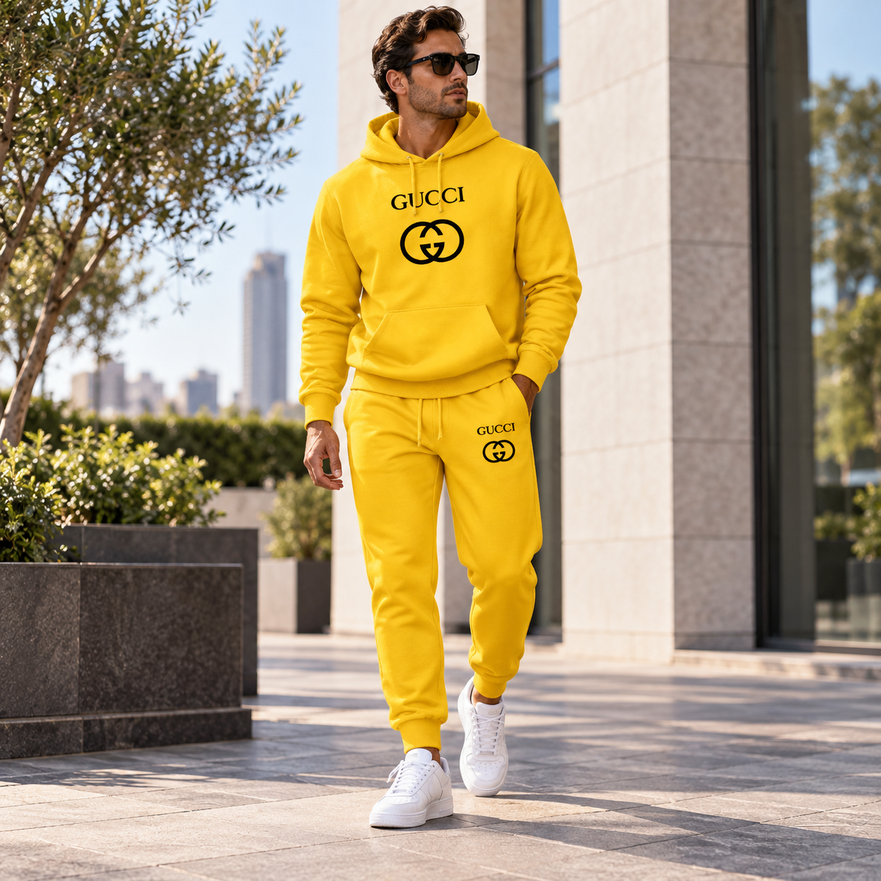 Men's Gucci Hoodie Joggers Set | Color: Yellow | Image 3