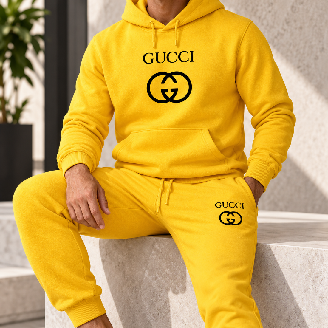Men's Gucci Hoodie Joggers Set | Color: Yellow | Image 5