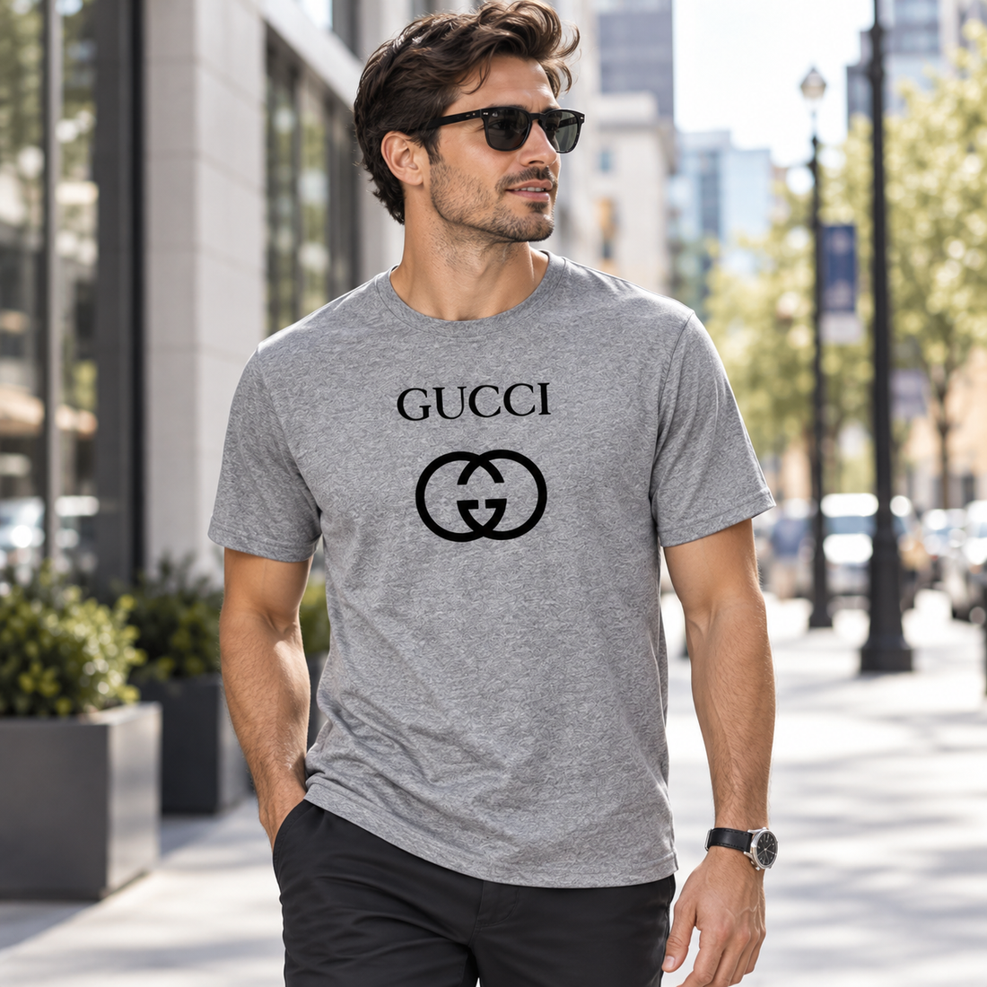 Men's Gucci Performance T-Shirt | Color: Grey | Image 3