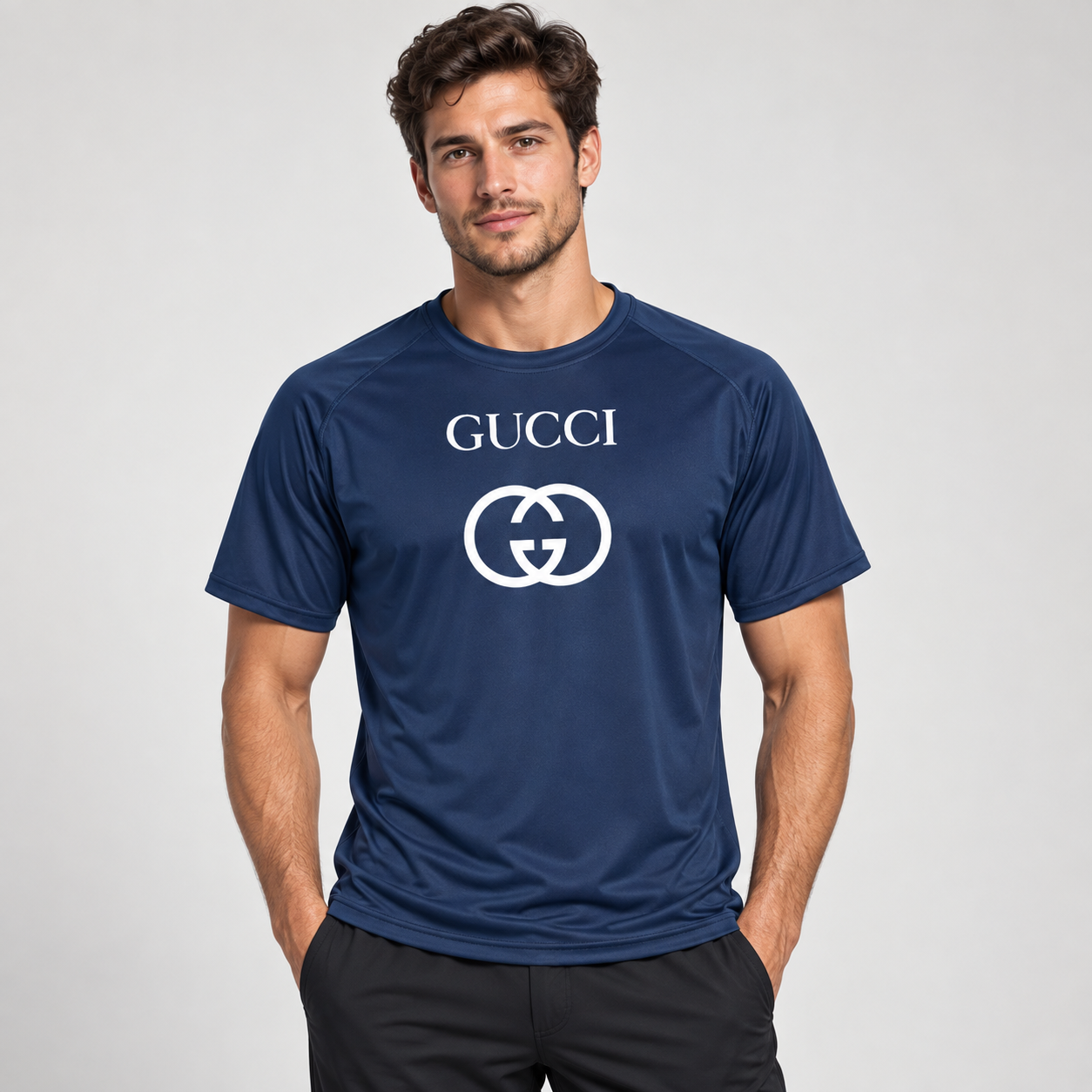 Men's Gucci Performance T-Shirt | Color: Navy | Image 2