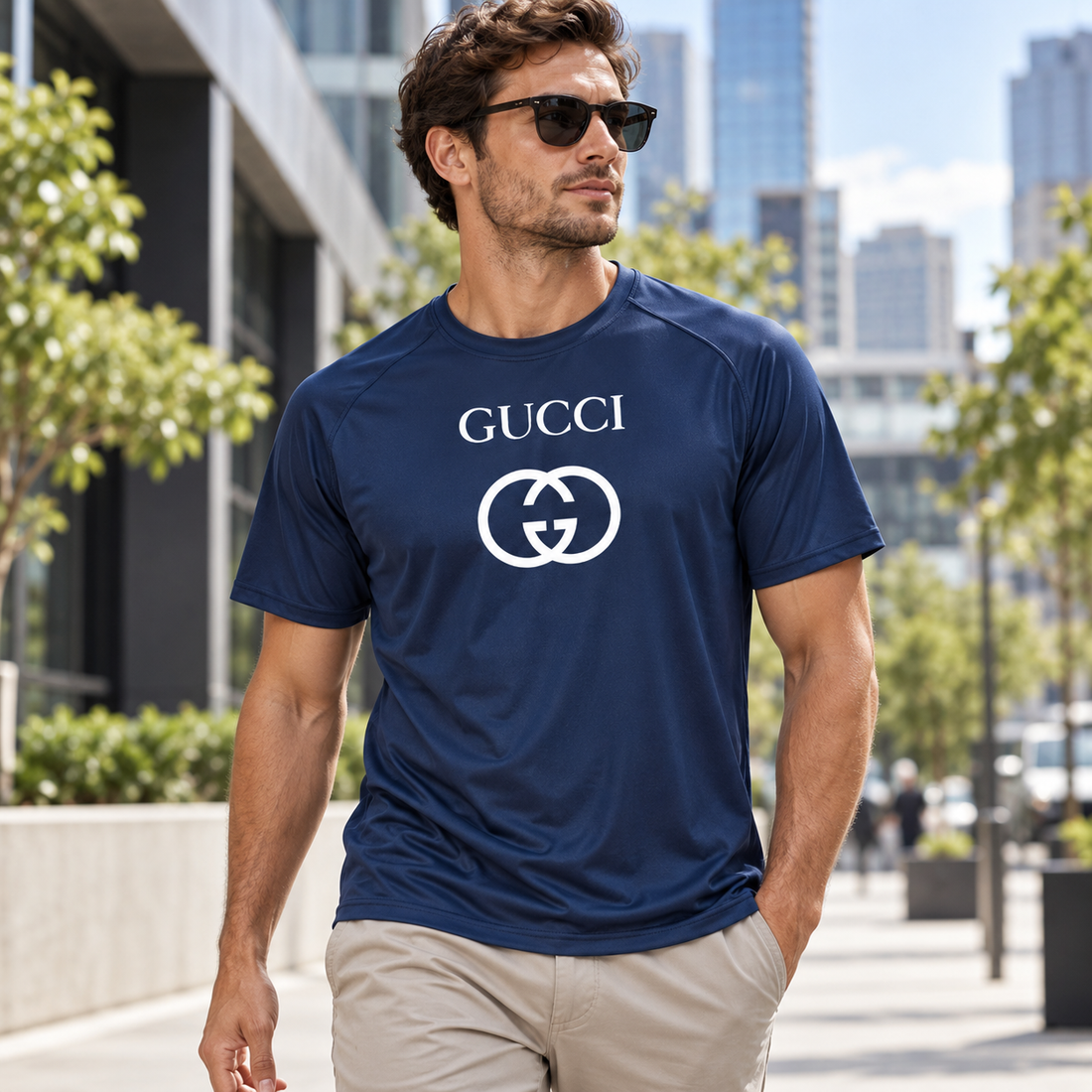 Men's Gucci Performance T-Shirt | Color: Navy | Image 3