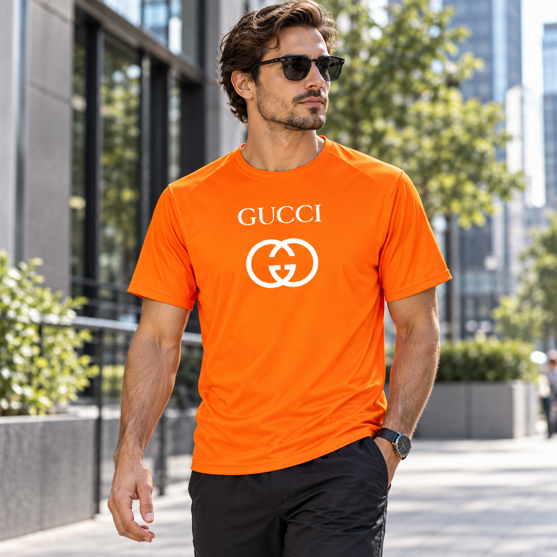Men's Gucci Performance T-Shirt | Color: Orange | Image 3
