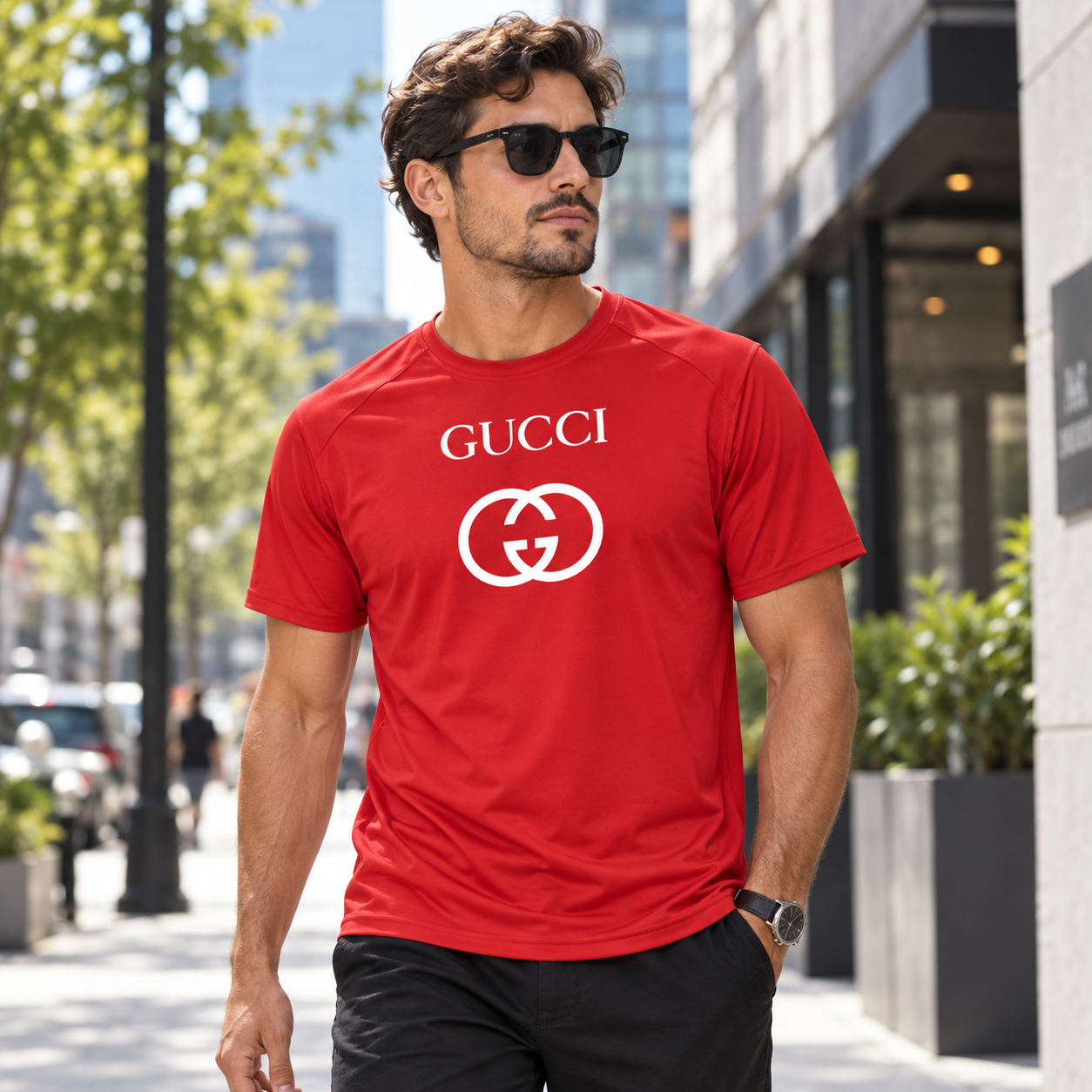 Men's Gucci Performance T-Shirt | Color: Red | Image 3