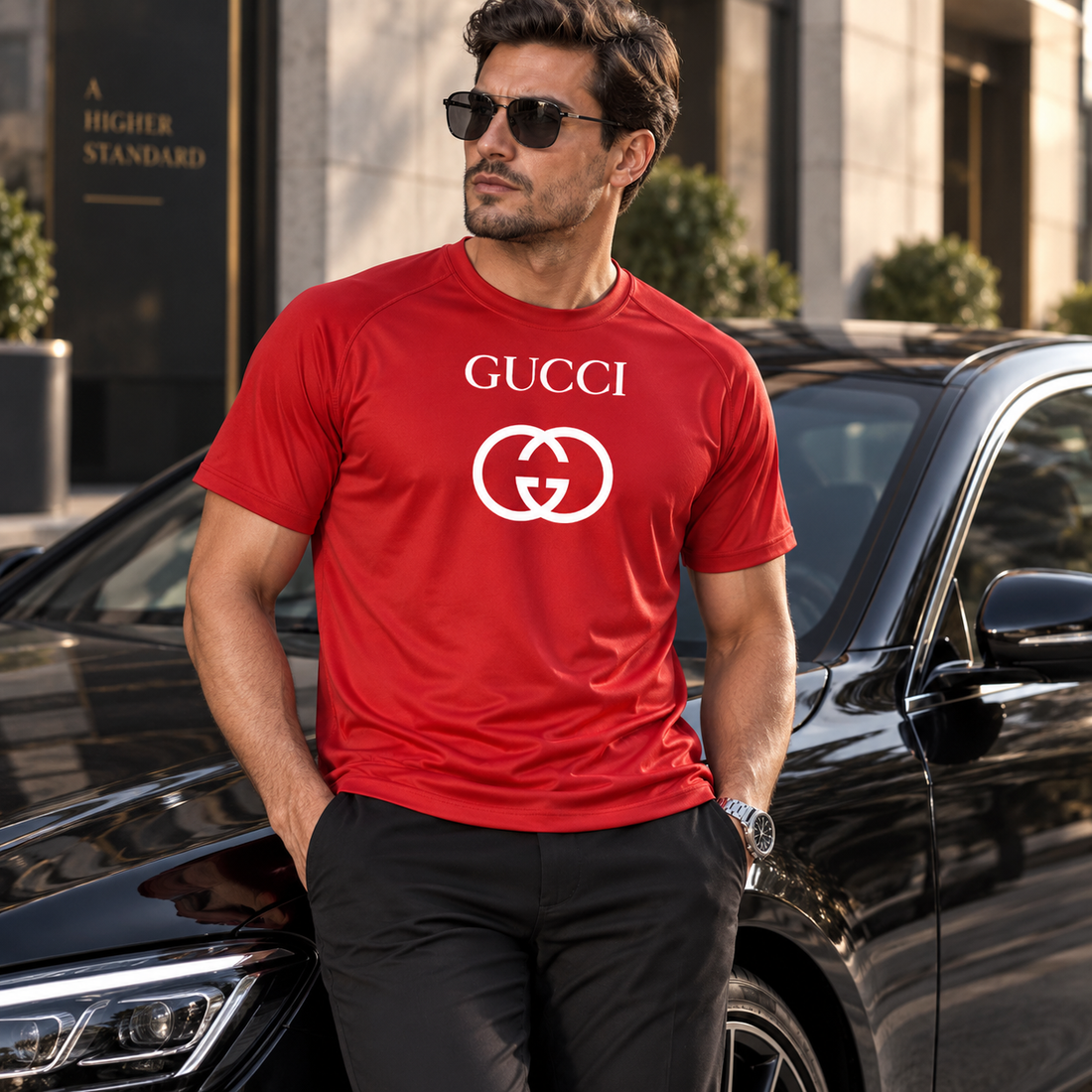 Men's Gucci Performance T-Shirt | Color: Red | Image 4