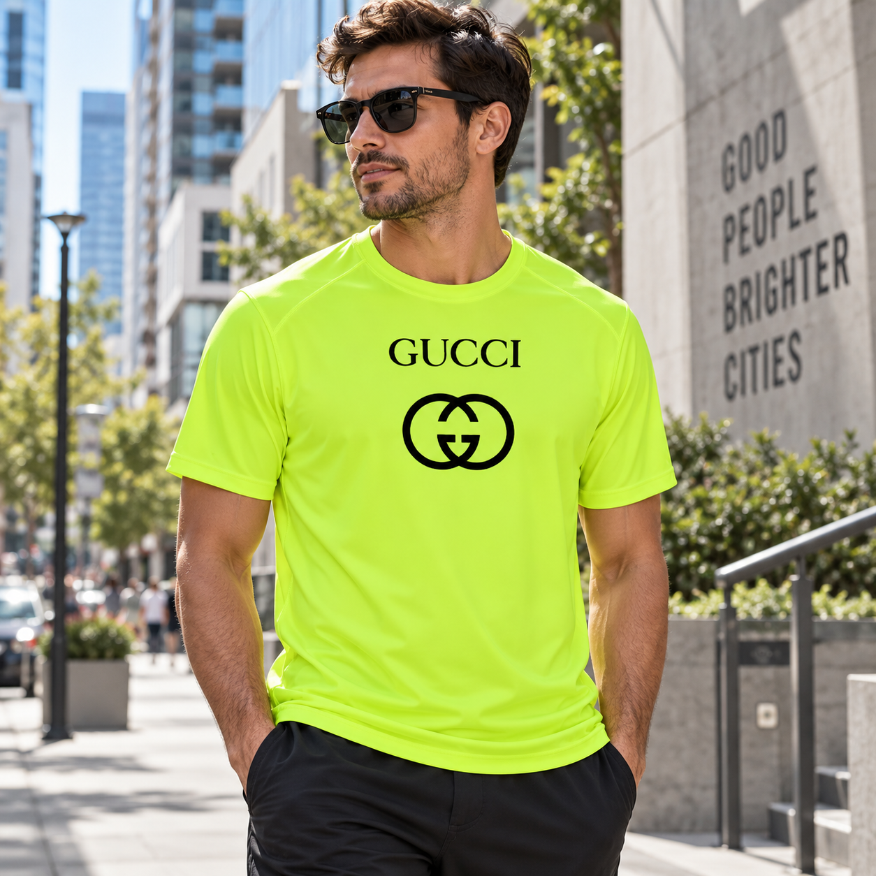 Men's Gucci Performance T-Shirt | Color: Safety Green | Image 3