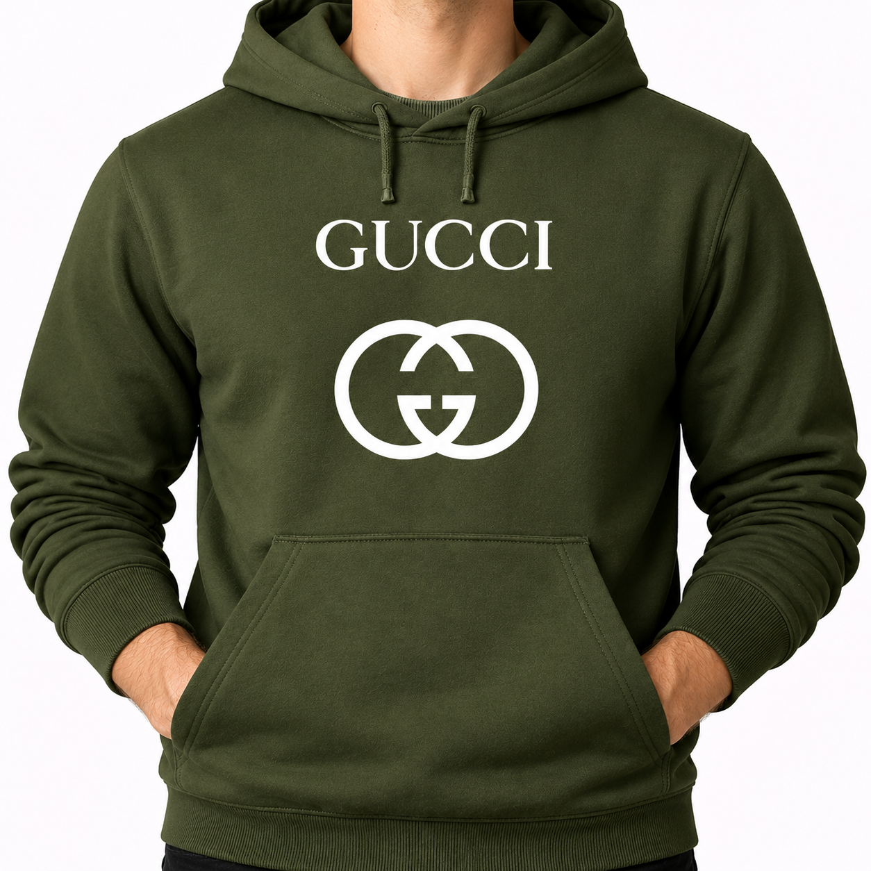 Men's Gucci Pullover Hoodie | Color: Army Green | Image 5