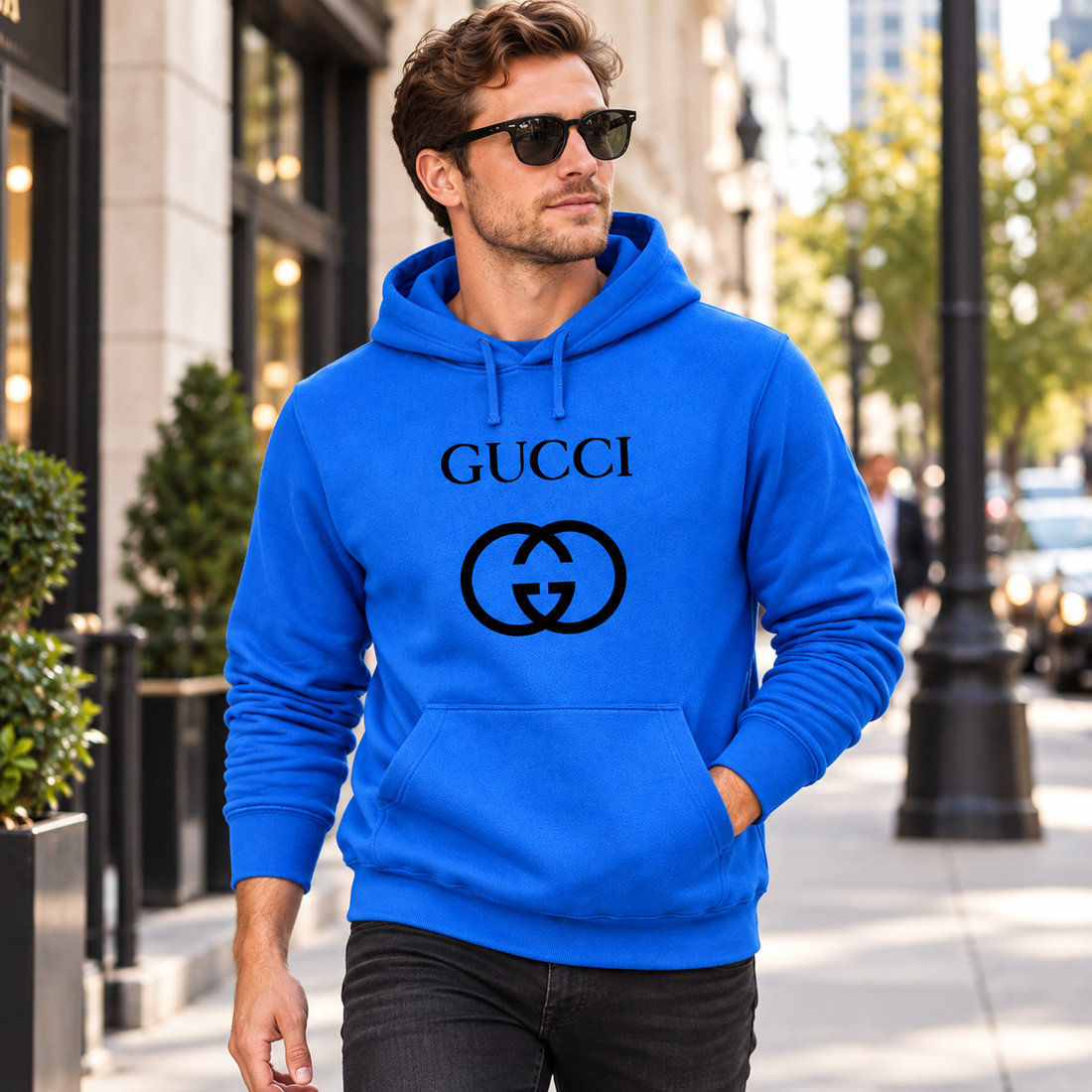 Men's Gucci Pullover Hoodie | Color: Azure | Image 3