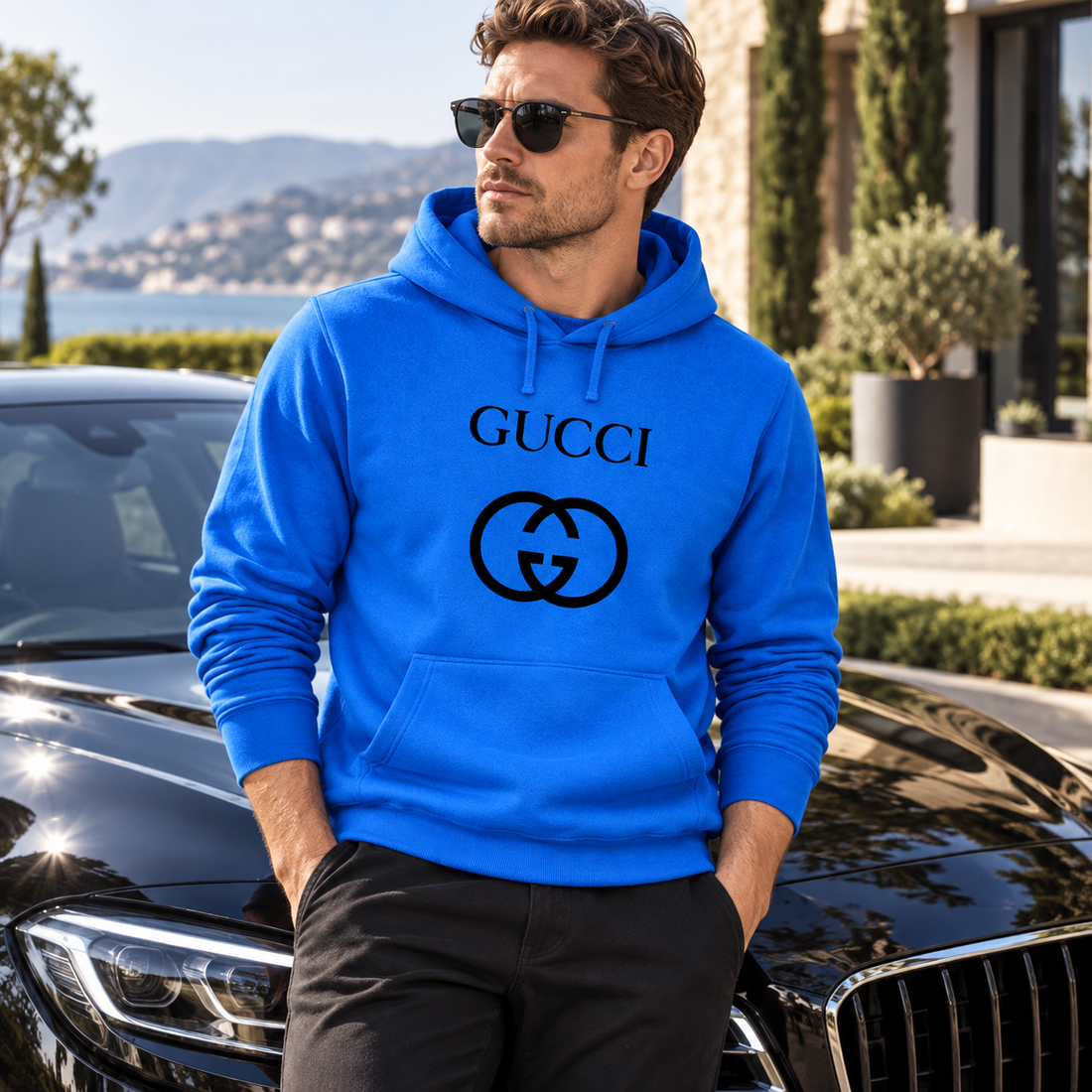 Men's Gucci Pullover Hoodie | Color: Azure | Image 4