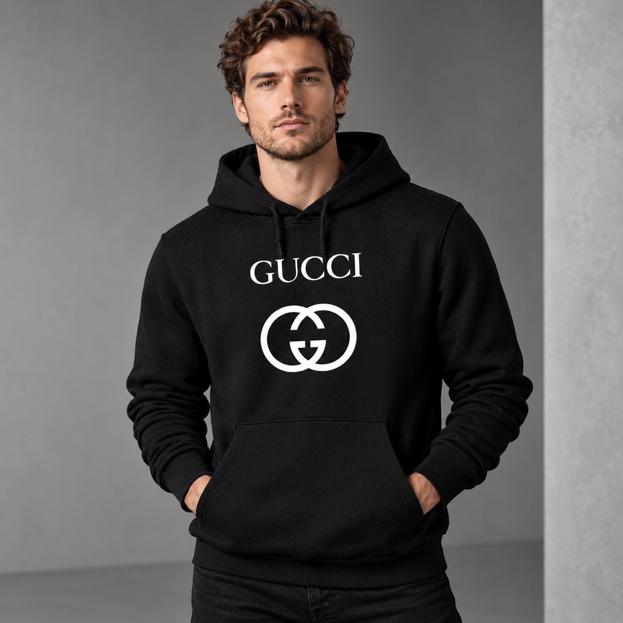 Men's Gucci Pullover Hoodie | Color: Black | Image 2