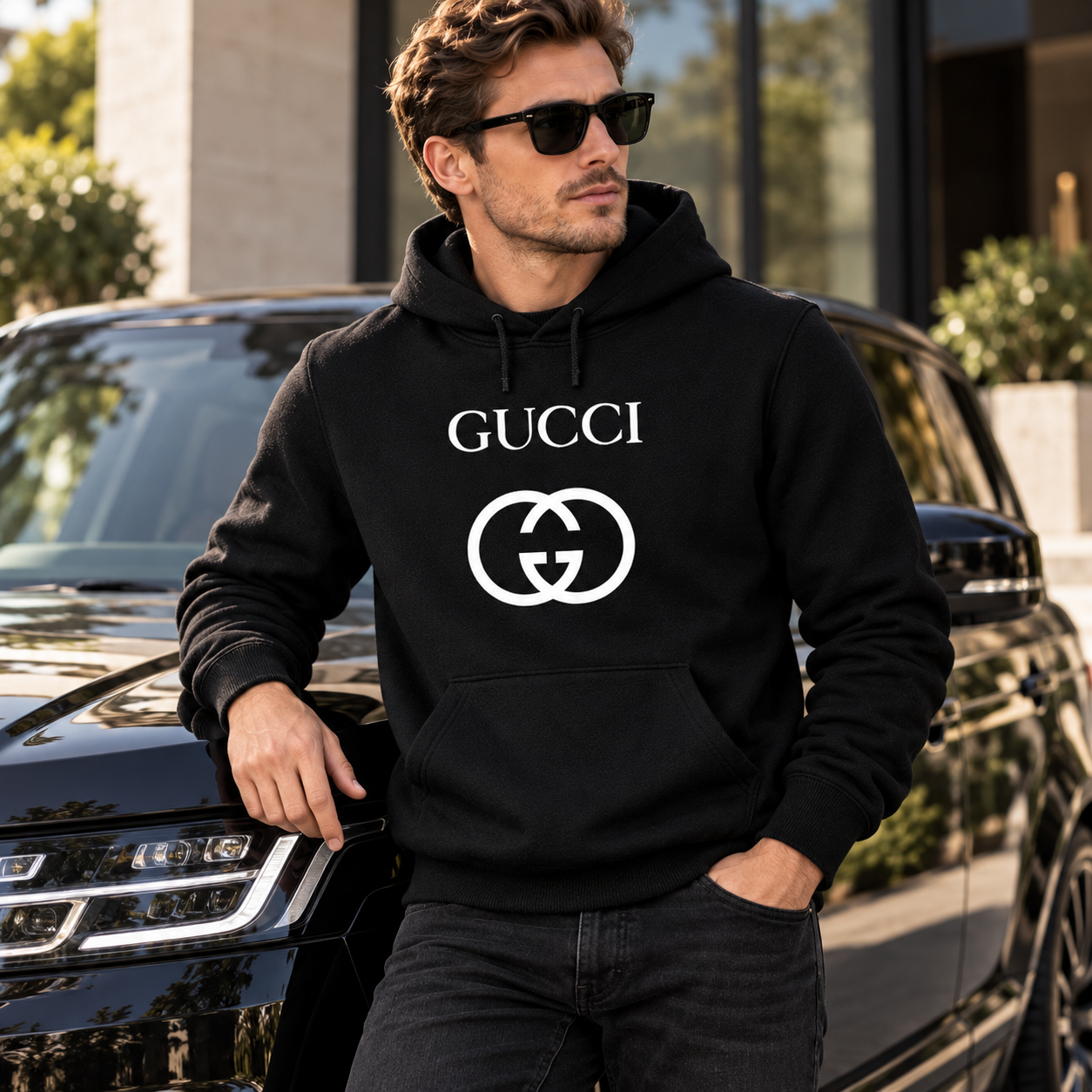 Men's Gucci Pullover Hoodie | Color: Black | Image 4