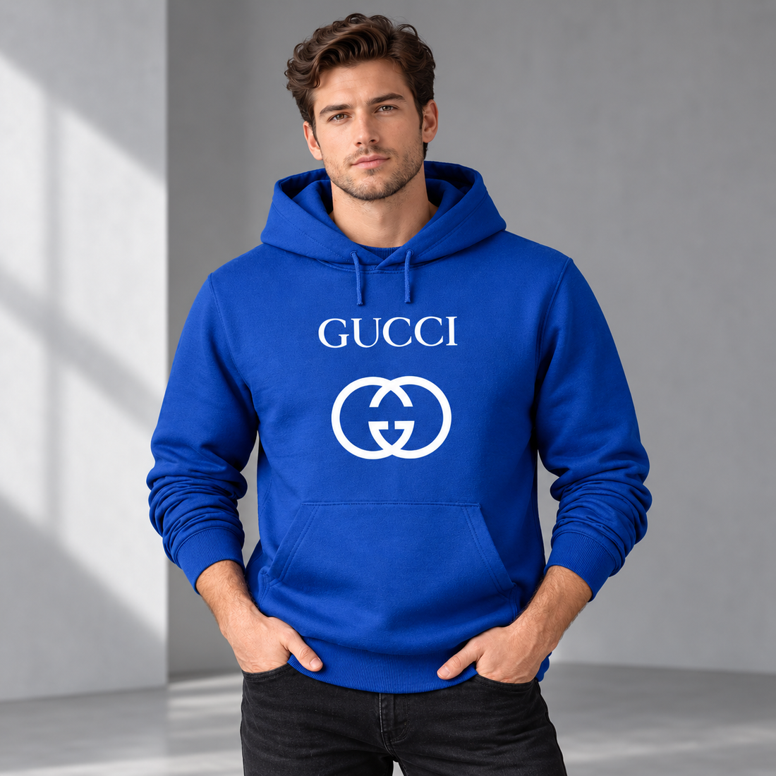 Men's Gucci Pullover Hoodie | Color: Blue | Image 2
