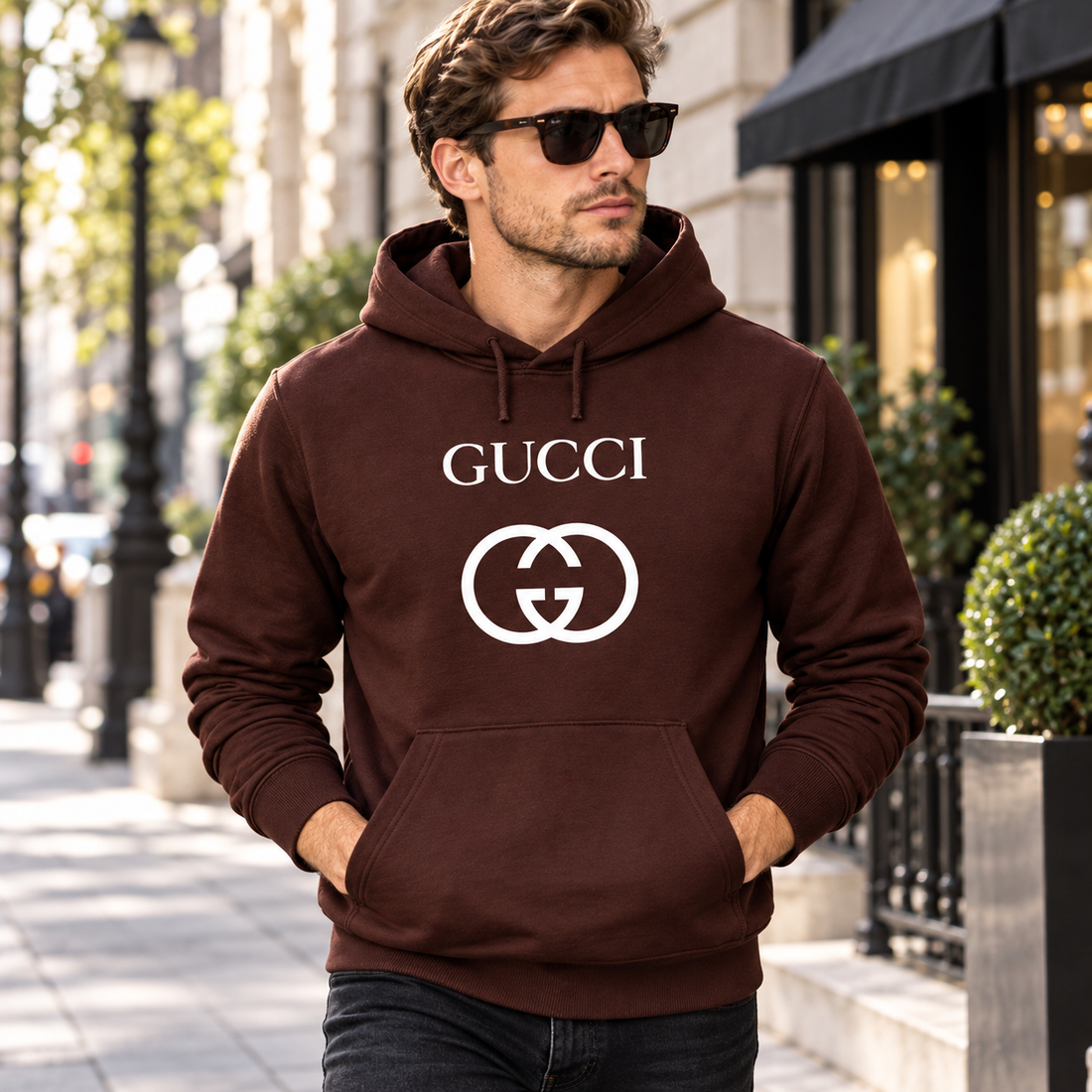 Men's Gucci Pullover Hoodie | Color: Brown | Image 3