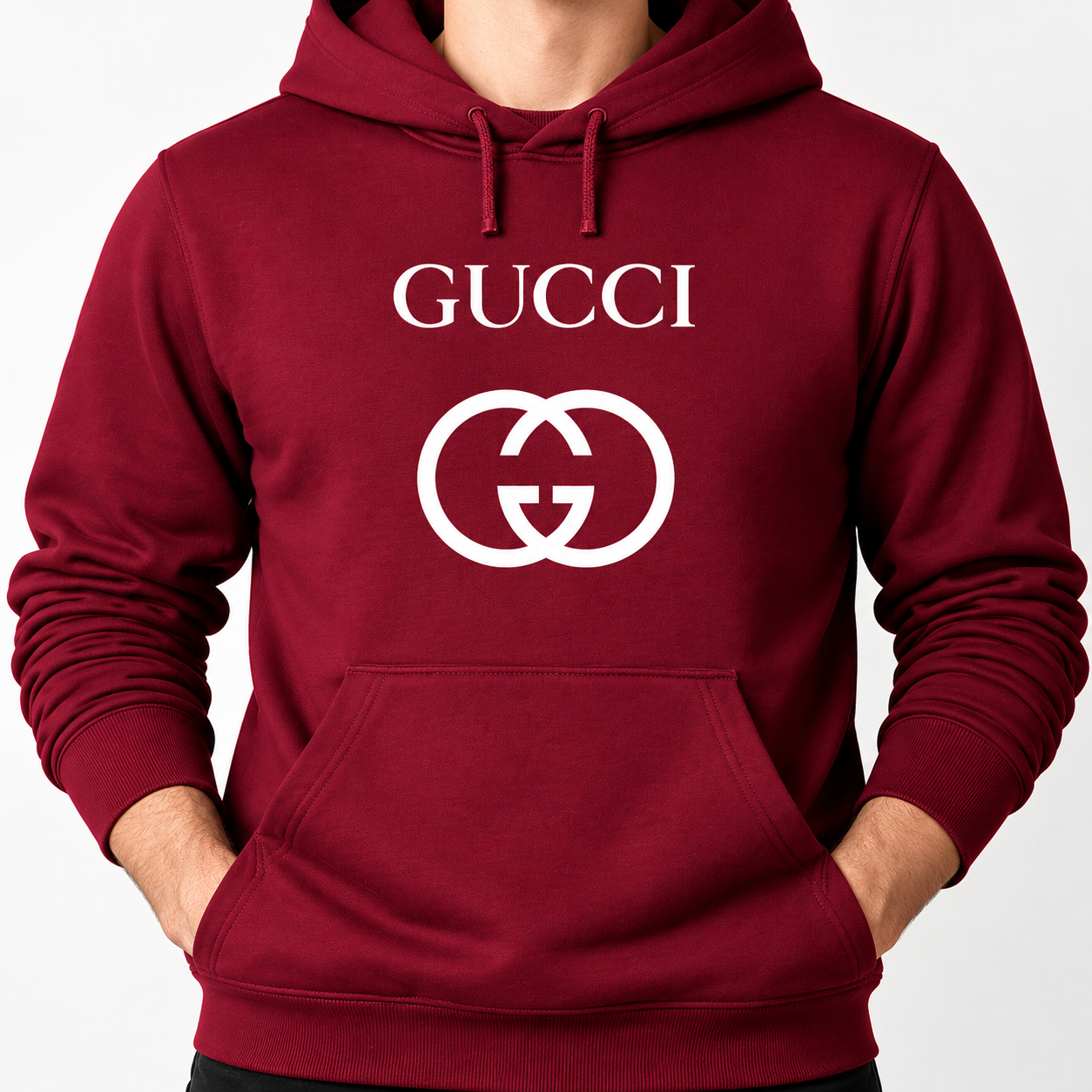 Men's Gucci Pullover Hoodie | Color: Burgundy | Image 5