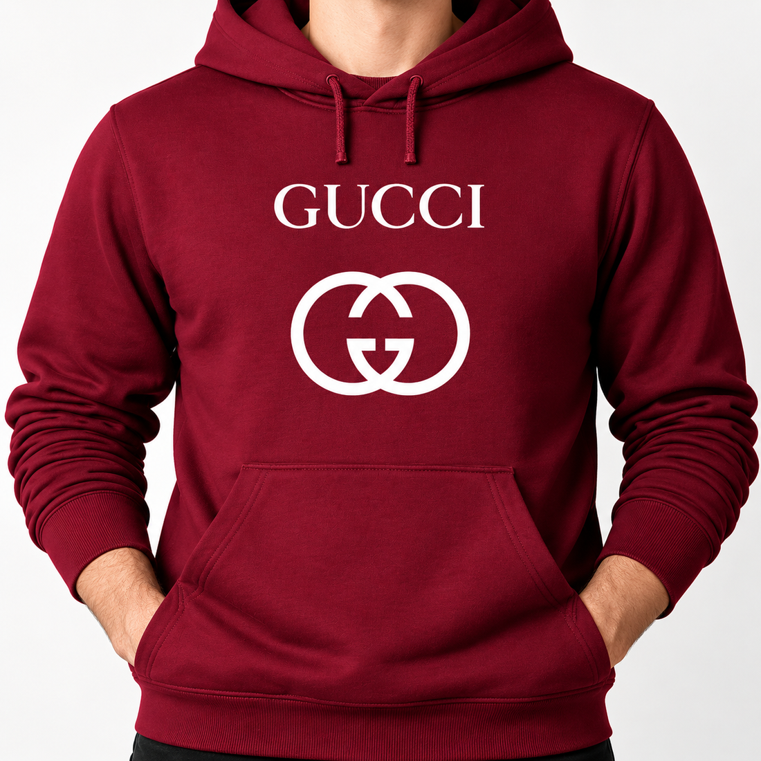 Men's Gucci Pullover Hoodie | Color: Burgundy | Image 5