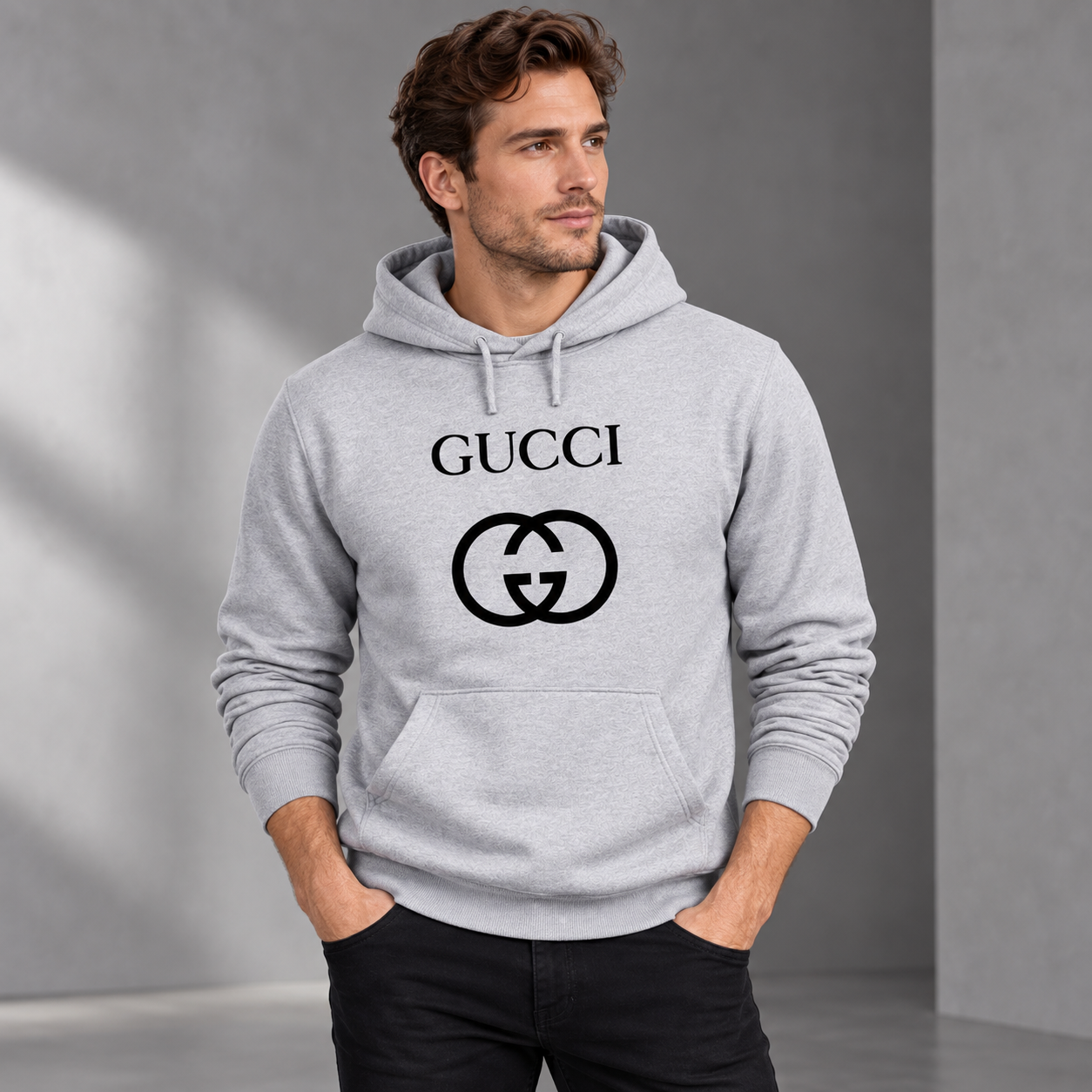 Men's Gucci Pullover Hoodie | Color: Grey | Image 2