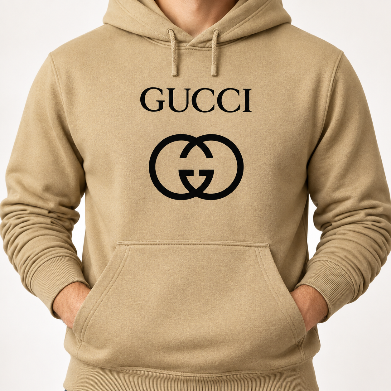 Men's Gucci Pullover Hoodie | Color: Khaki | Image 5