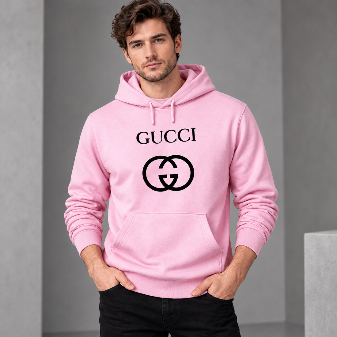 Men's Gucci Pullover Hoodie | Color: Light Pink | Image 2