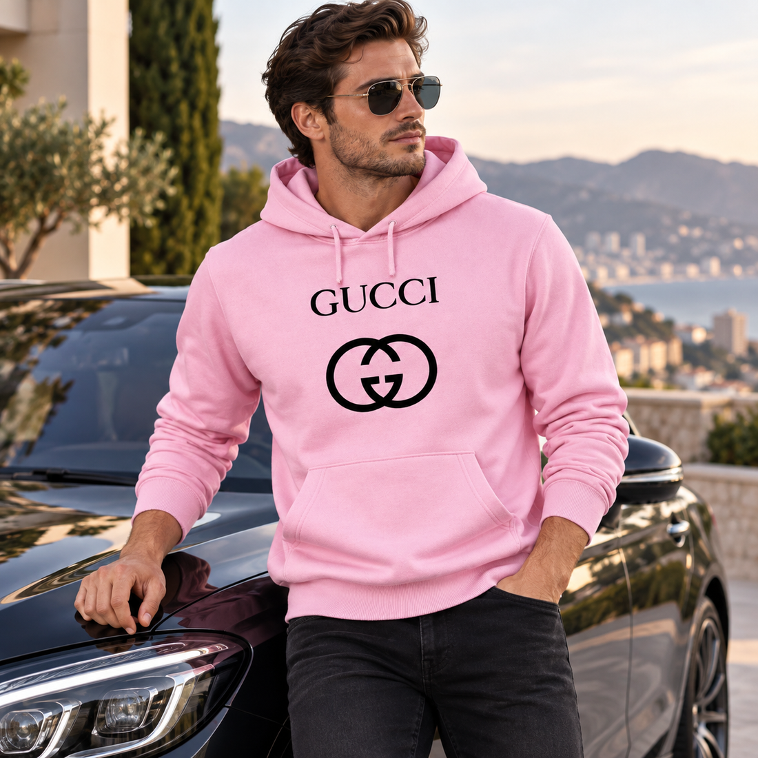 Men's Gucci Pullover Hoodie | Color: Light Pink | Image 4