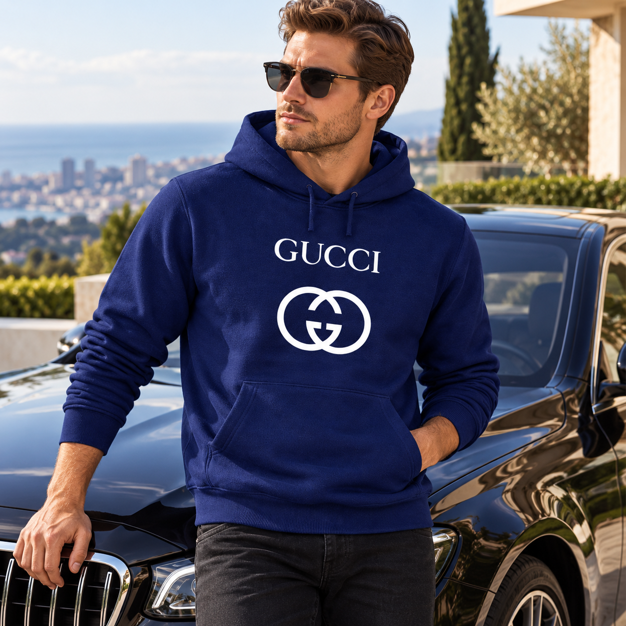 Men's Gucci Pullover Hoodie | Color: Navy | Image 4