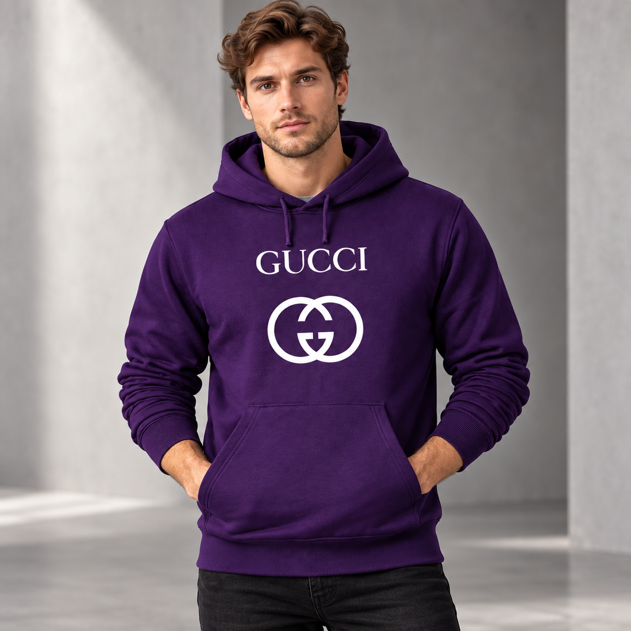 Men's Gucci Pullover Hoodie | Color: Purple | Image 2
