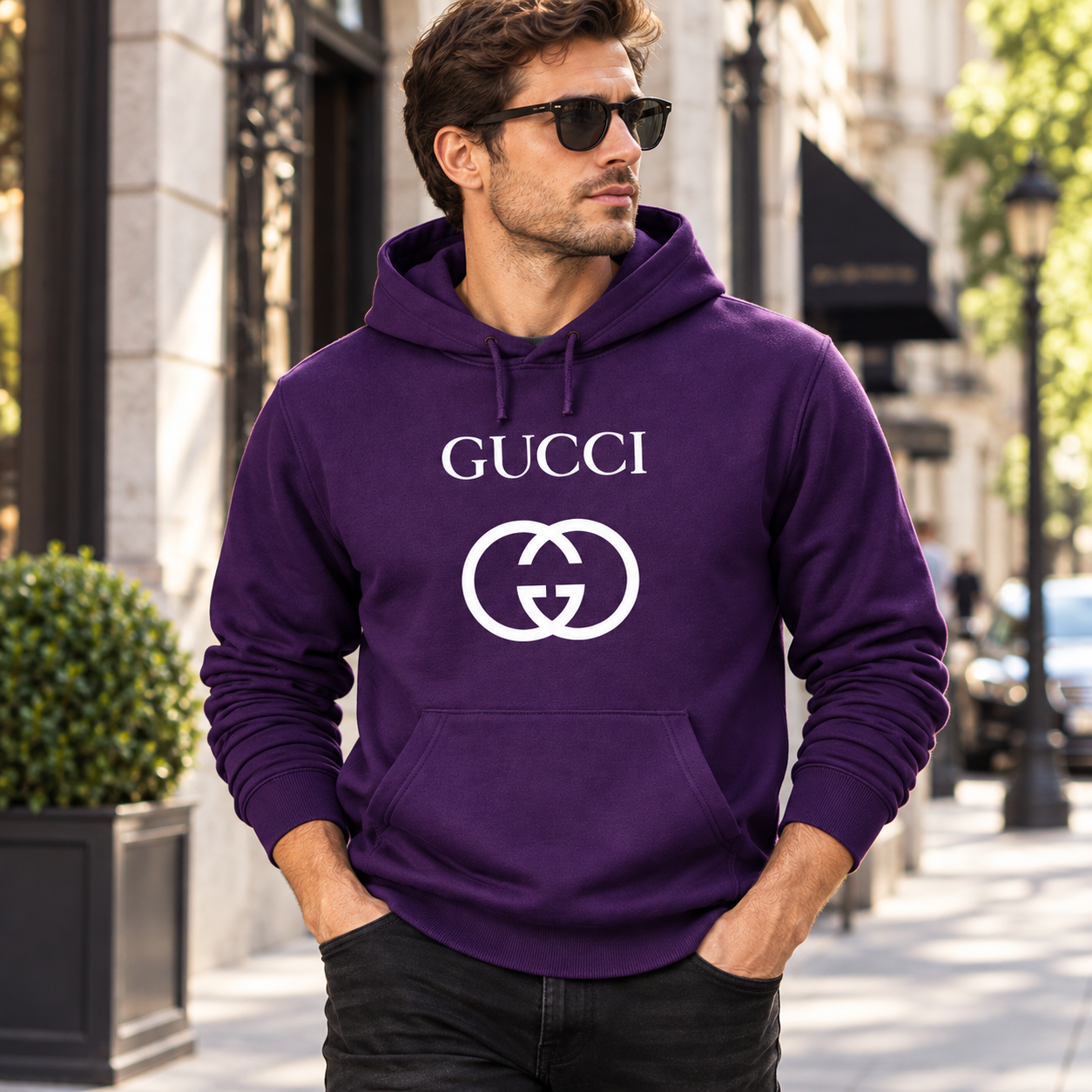 Men's Gucci Pullover Hoodie | Color: Purple | Image 3