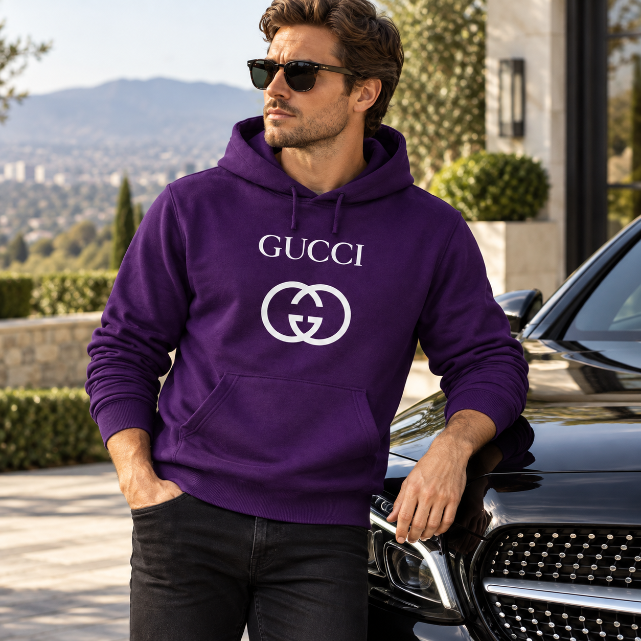 Men's Gucci Pullover Hoodie | Color: Purple | Image 4