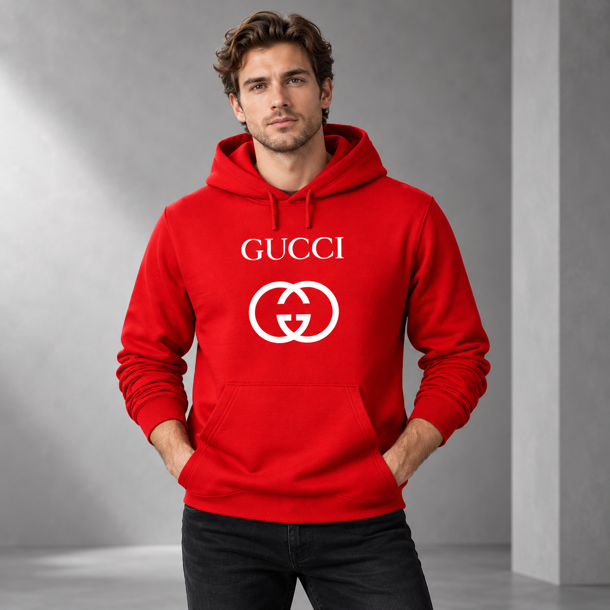 Men's Gucci Pullover Hoodie | Color: Red | Image 2