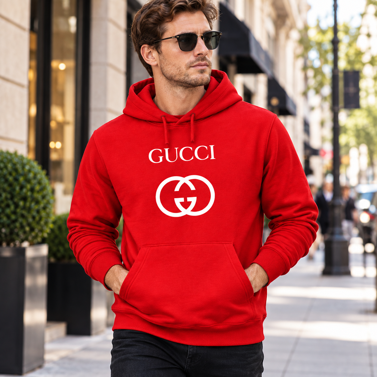 Men's Gucci Pullover Hoodie | Color: Red | Image 3