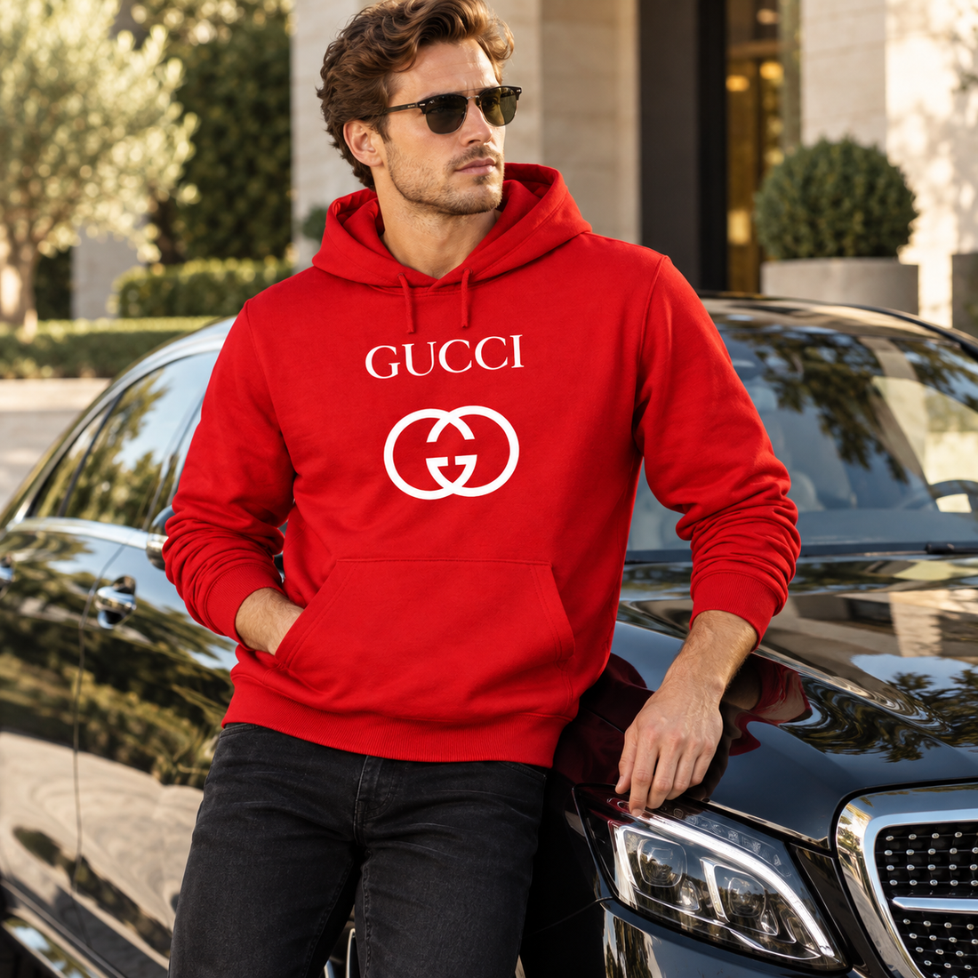 Men's Gucci Pullover Hoodie | Color: Red | Image 4