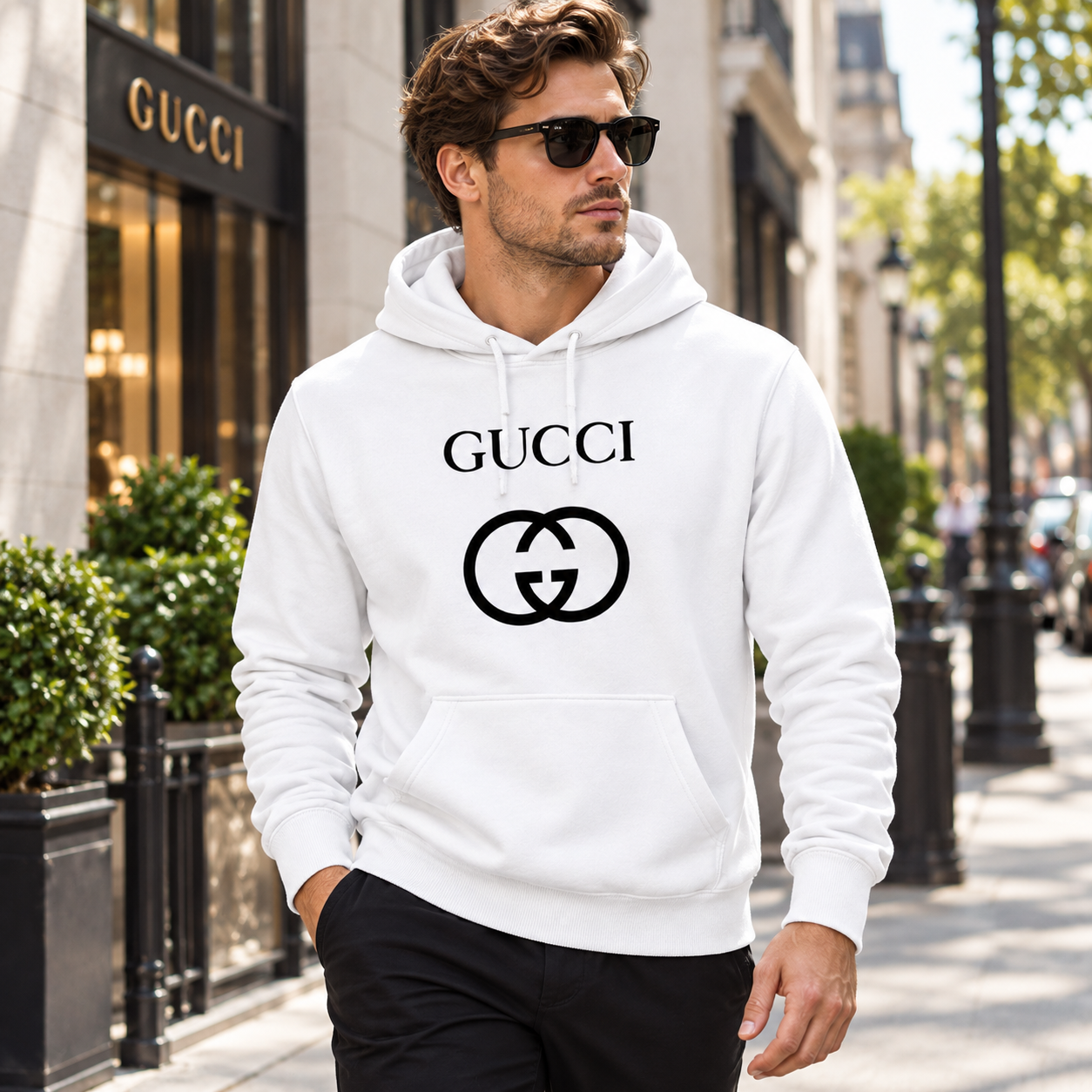Men's Gucci Pullover Hoodie | Color: White | Image 3