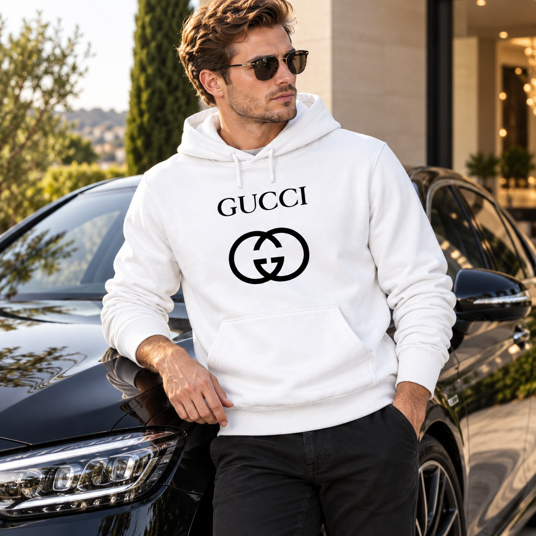 Men's Gucci Pullover Hoodie | Color: White | Image 4