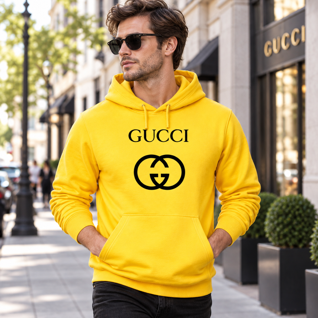 Men's Gucci Pullover Hoodie | Color: Yellow | Image 3