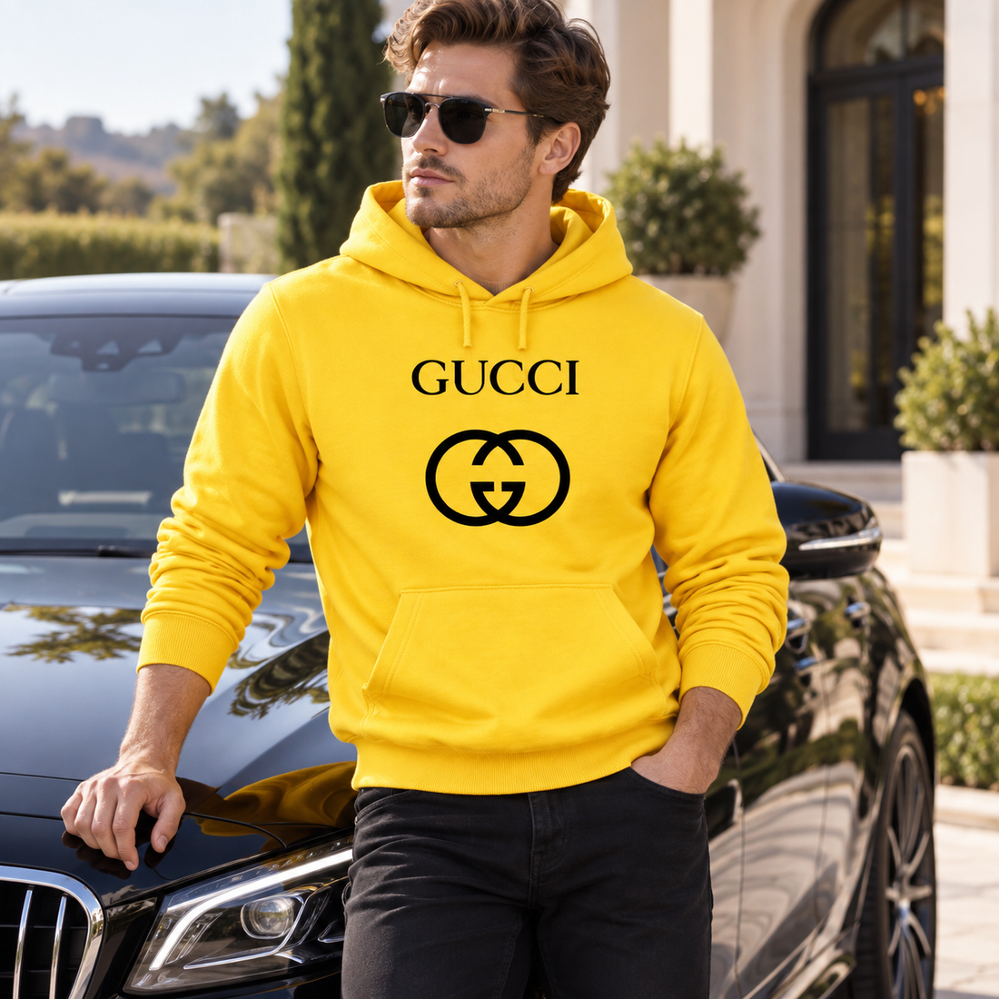 Men's Gucci Pullover Hoodie | Color: Yellow | Image 4