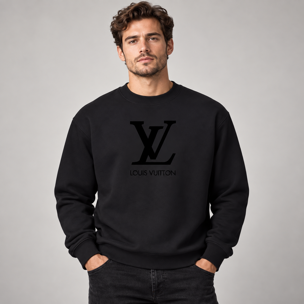 Men's Louis Vuitton Crewneck Sweatshirt | Color: Black | Image 2