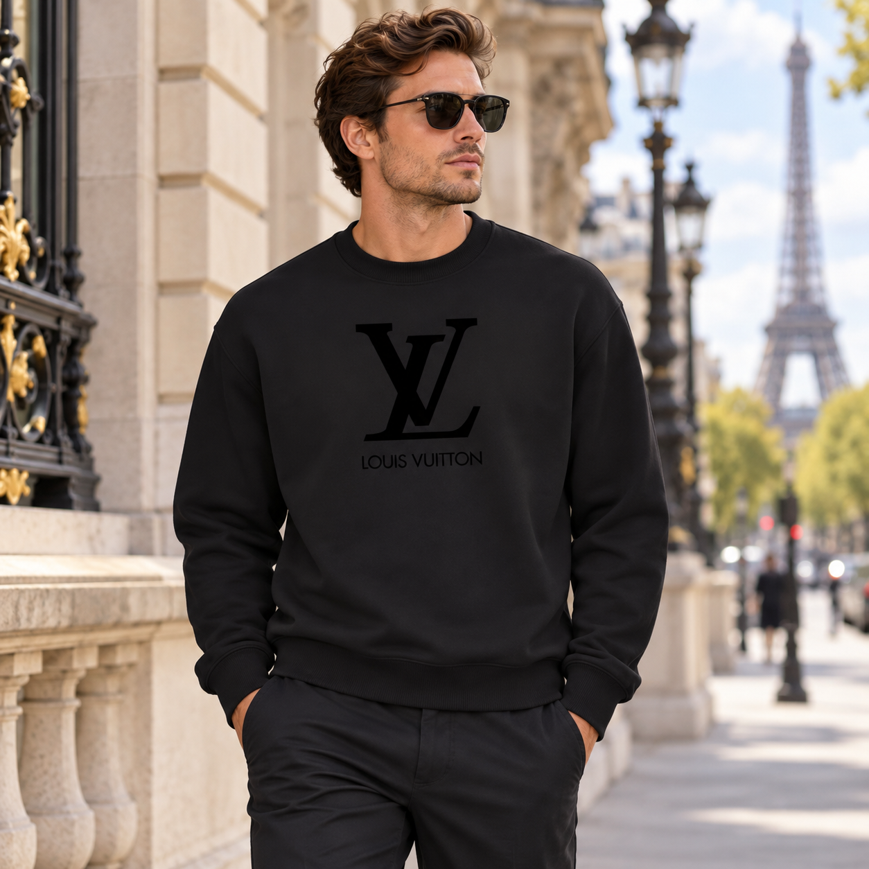Men's Louis Vuitton Crewneck Sweatshirt | Color: Black | Image 3