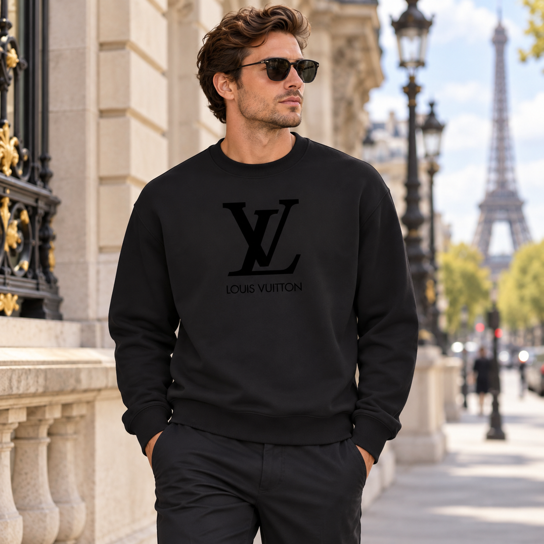 Men's Louis Vuitton Crewneck Sweatshirt | Color: Black | Image 3