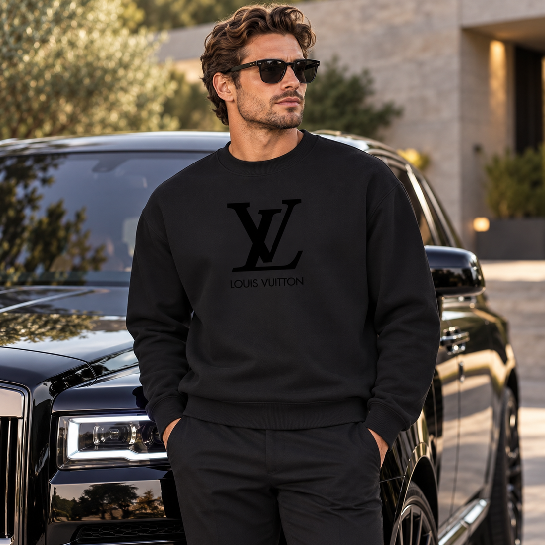 Men's Louis Vuitton Crewneck Sweatshirt | Color: Black | Image 4