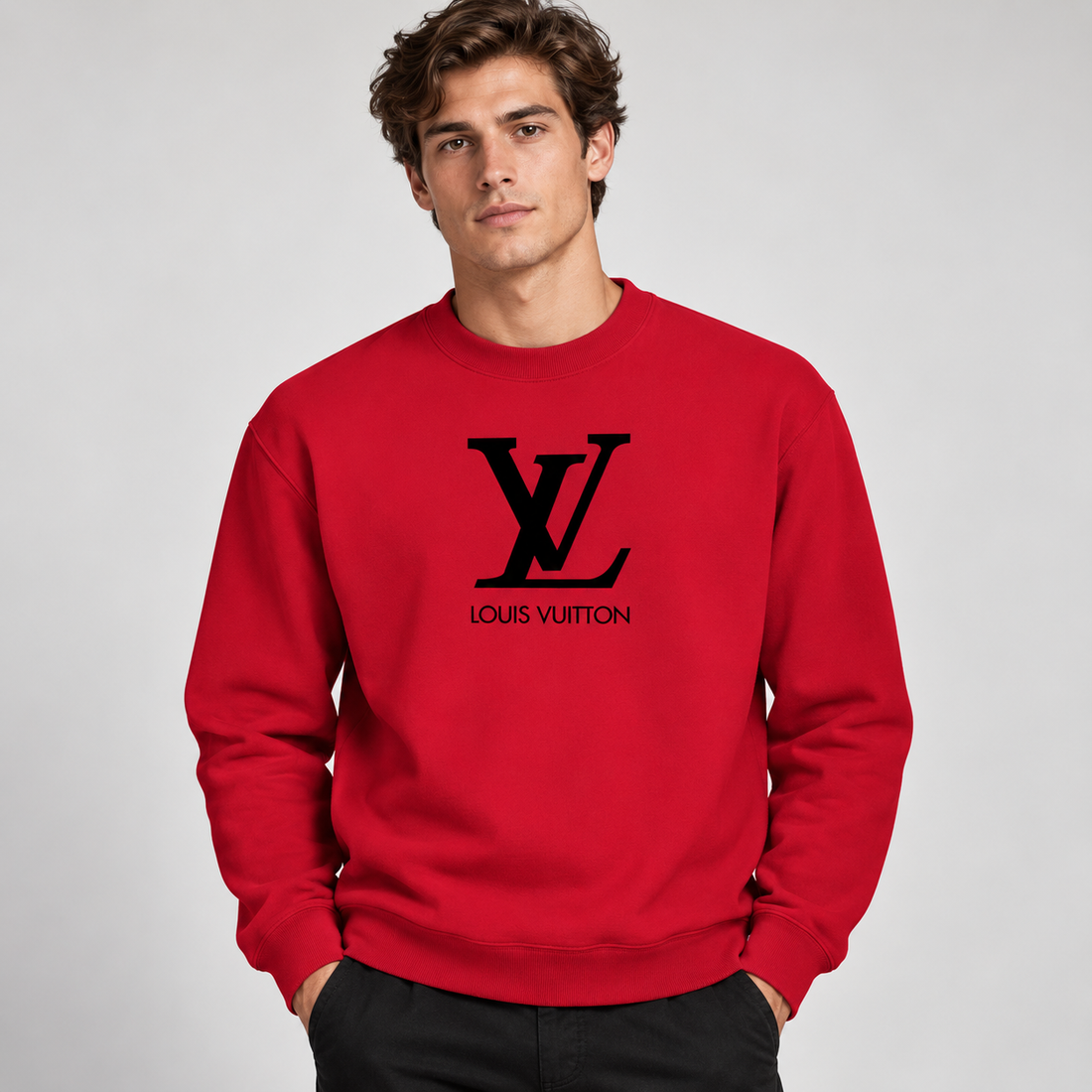 Men's Louis Vuitton Crewneck Sweatshirt | Color: Red | Image 2